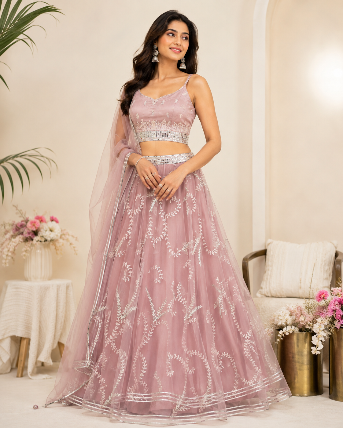 Misa - Soft Net Embroidery Lehenga