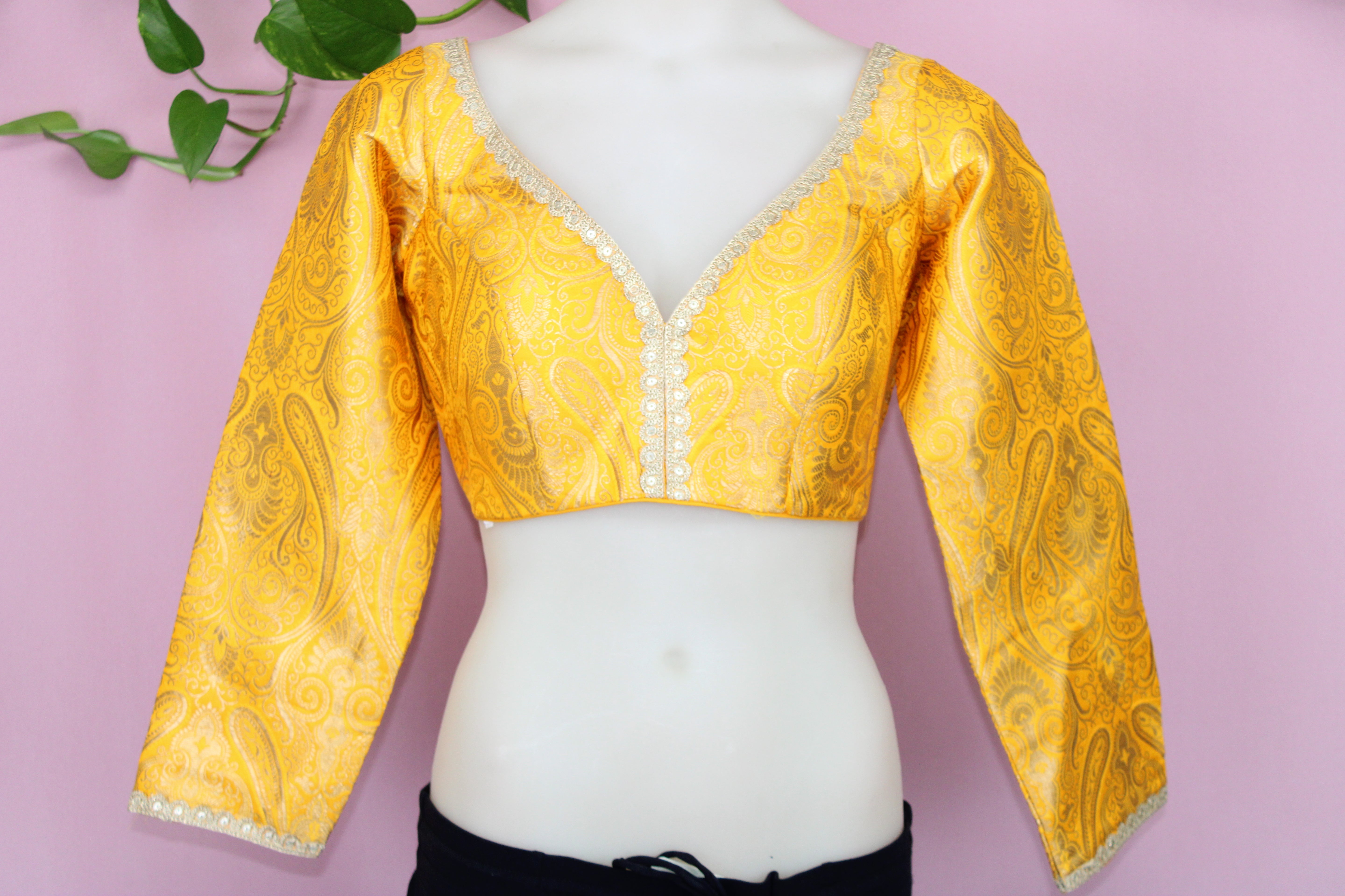 Misha - Banarasi Silk Brocade Full Sleeves Padded Princess Cut Blouse