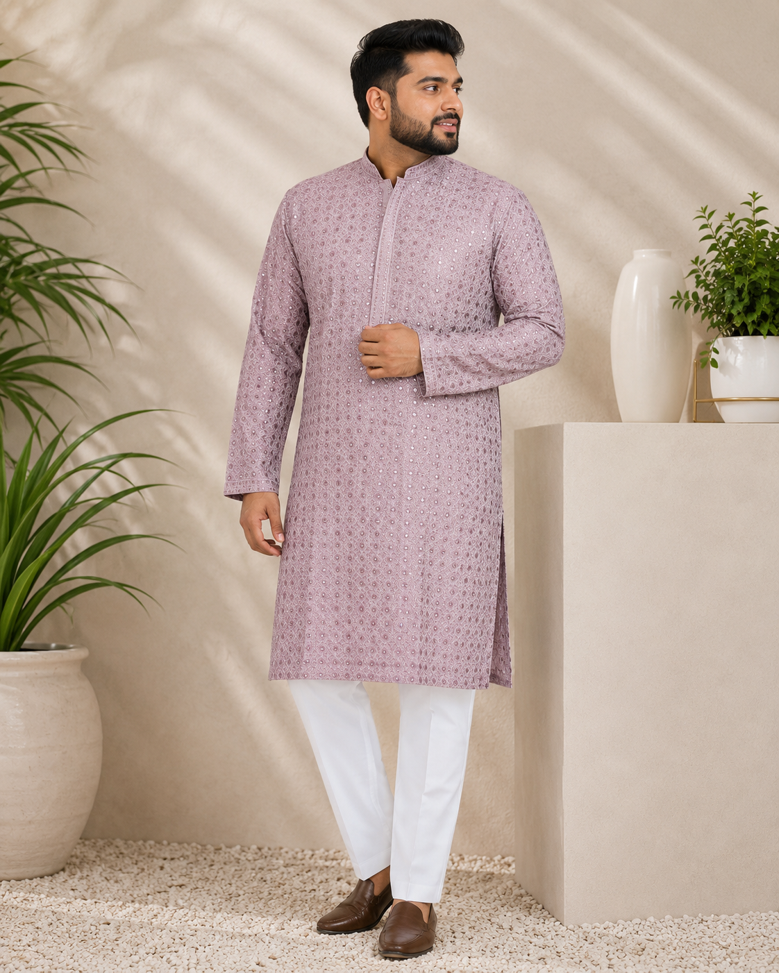 Mohit - Rayon Embroidery Kurta Set