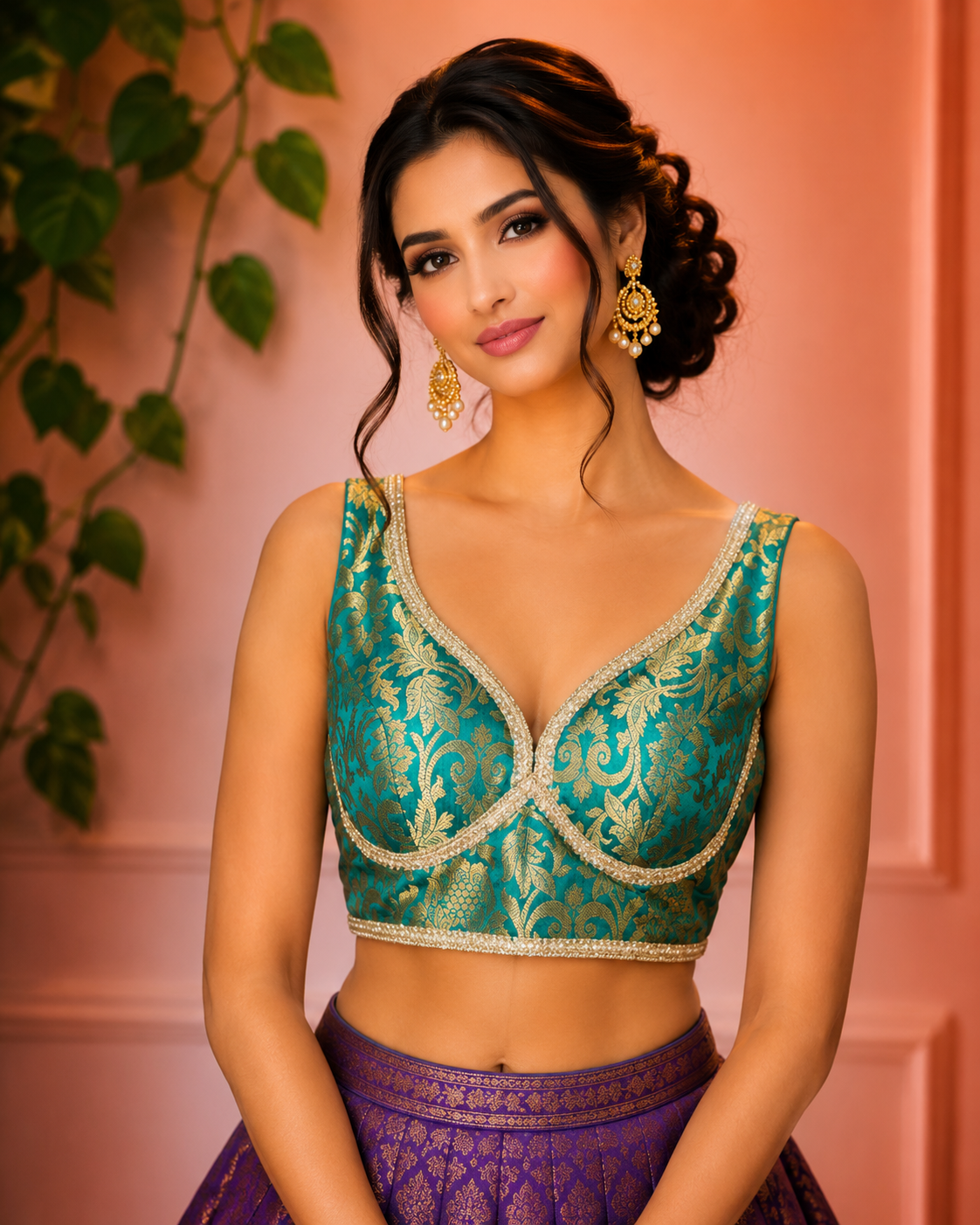 Mouni - Banarasi Silk Brocade Sleeveless Princess Cut Blouse