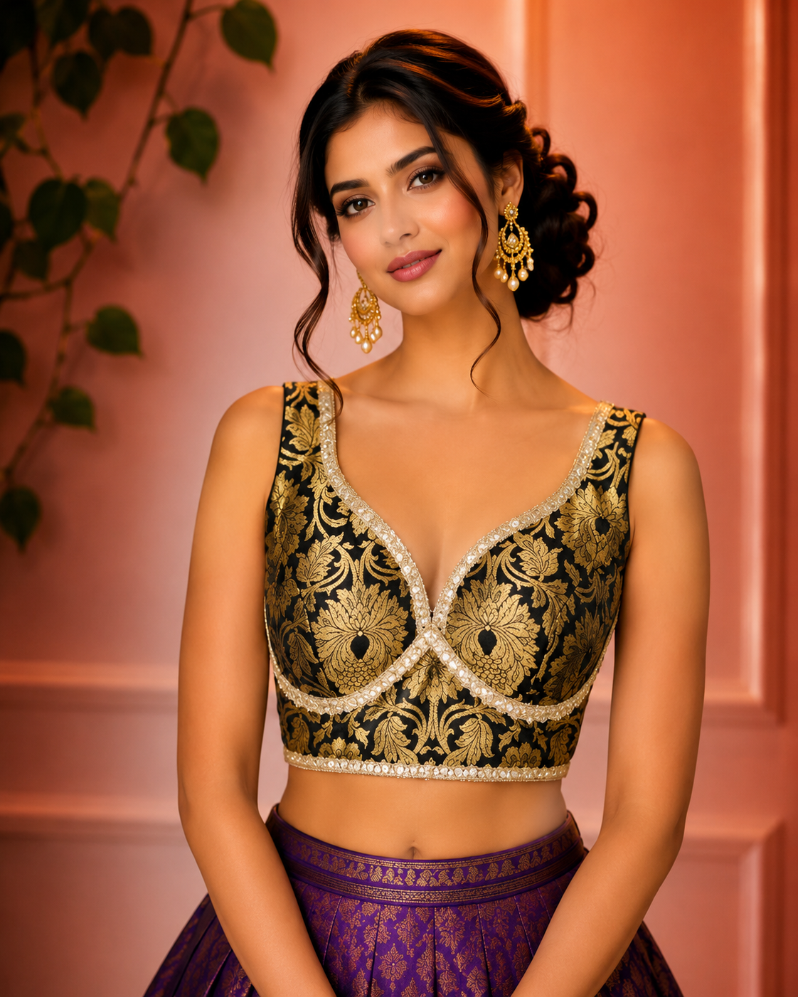 Mouni - Banarasi Silk Brocade Sleeveless Princess Cut Blouse