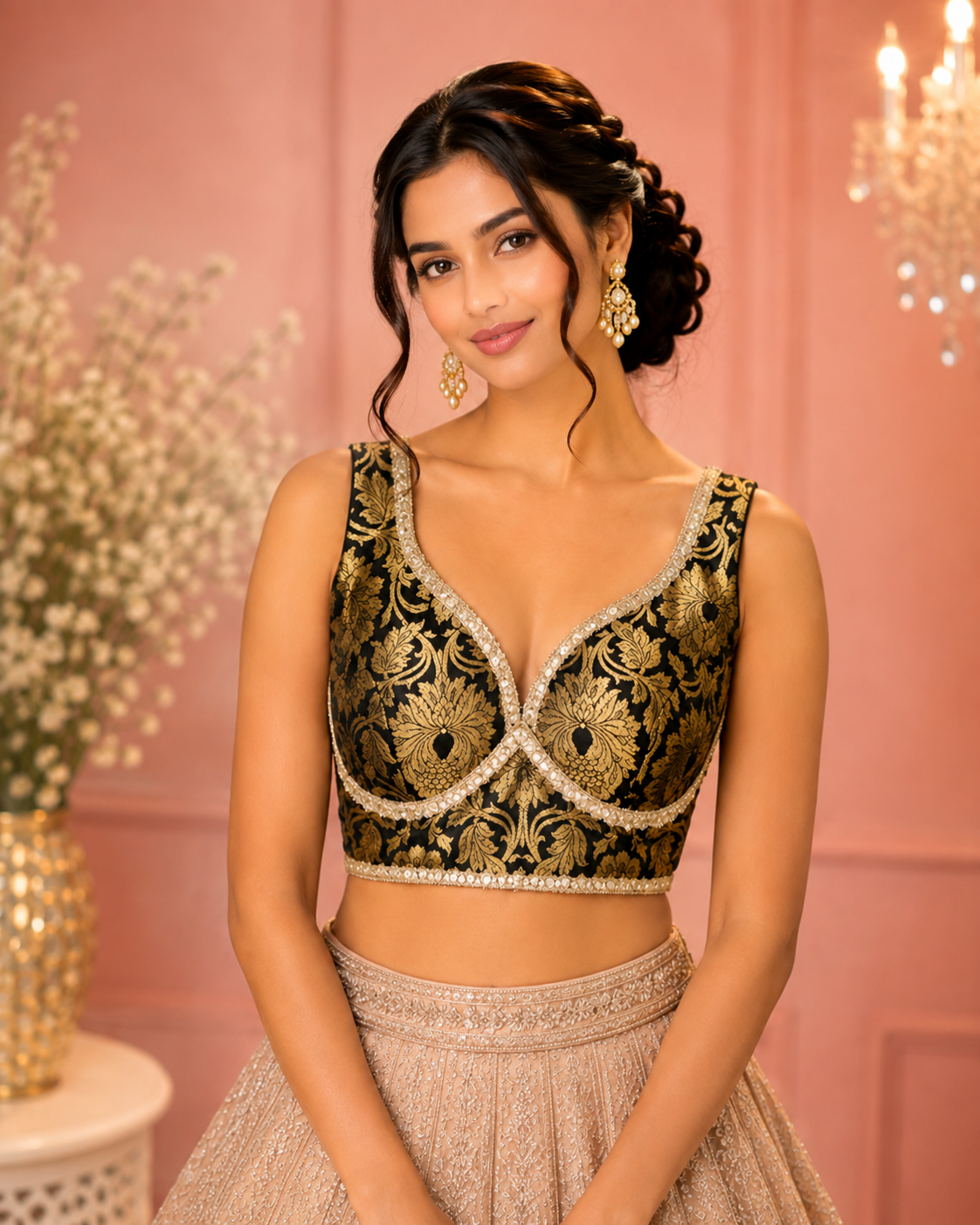 Mouni - Banarasi Silk Brocade Sleeveless Princess Cut Blouse