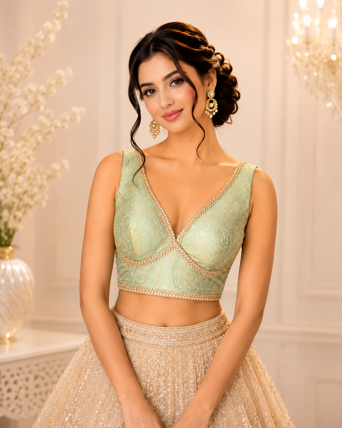 Mouni - Banarasi Silk Brocade Sleeveless Princess Cut Blouse
