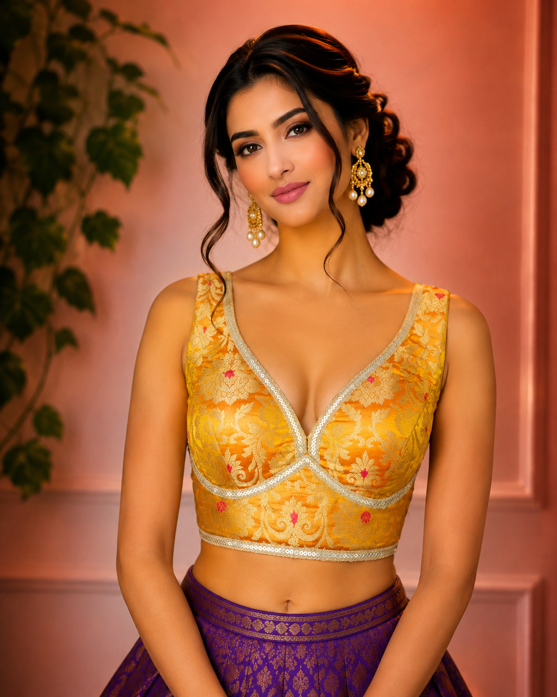 Mouni - Banarasi Silk Brocade Sleeveless Princess Cut Blouse