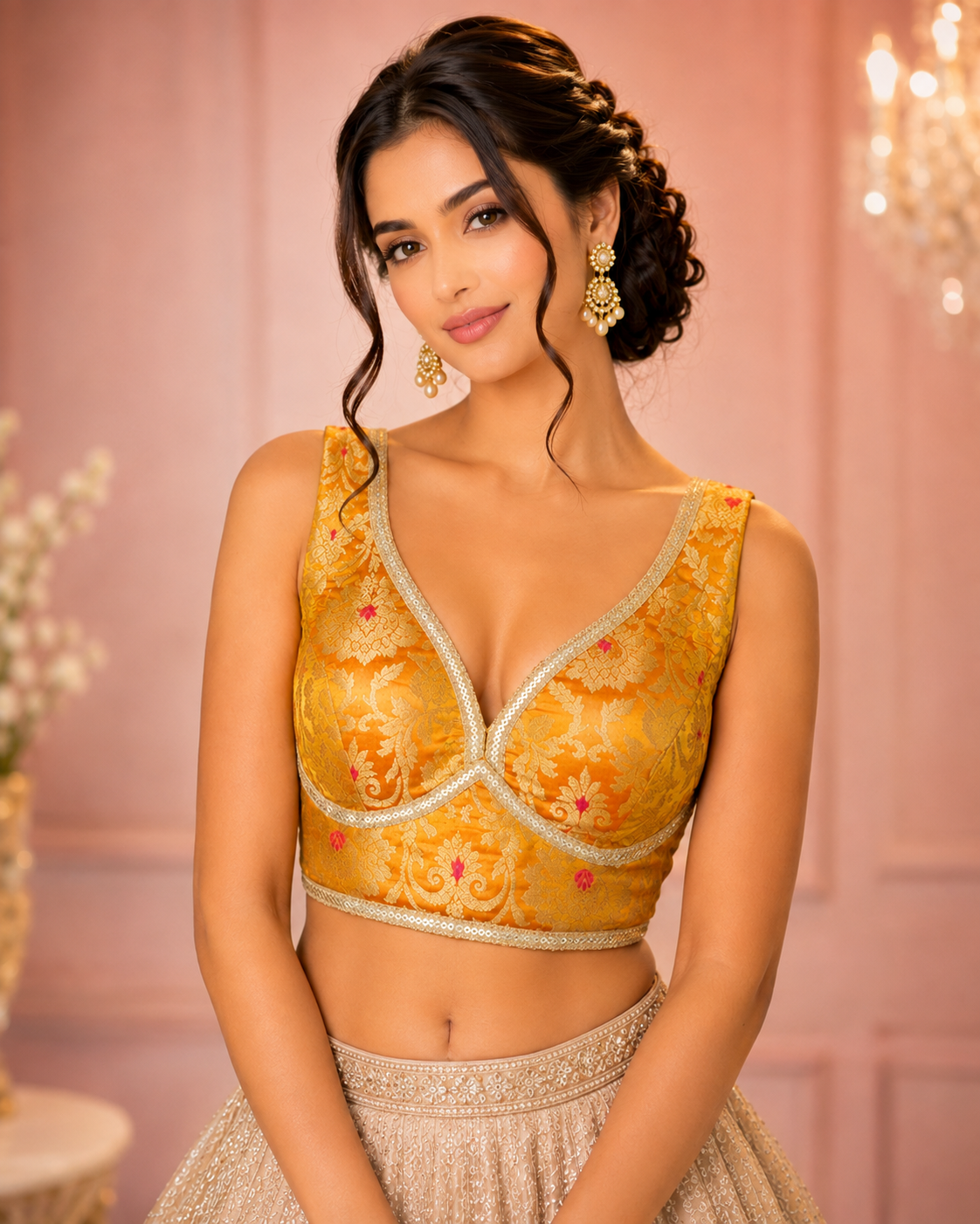 Mouni - Banarasi Silk Brocade Sleeveless Princess Cut Blouse