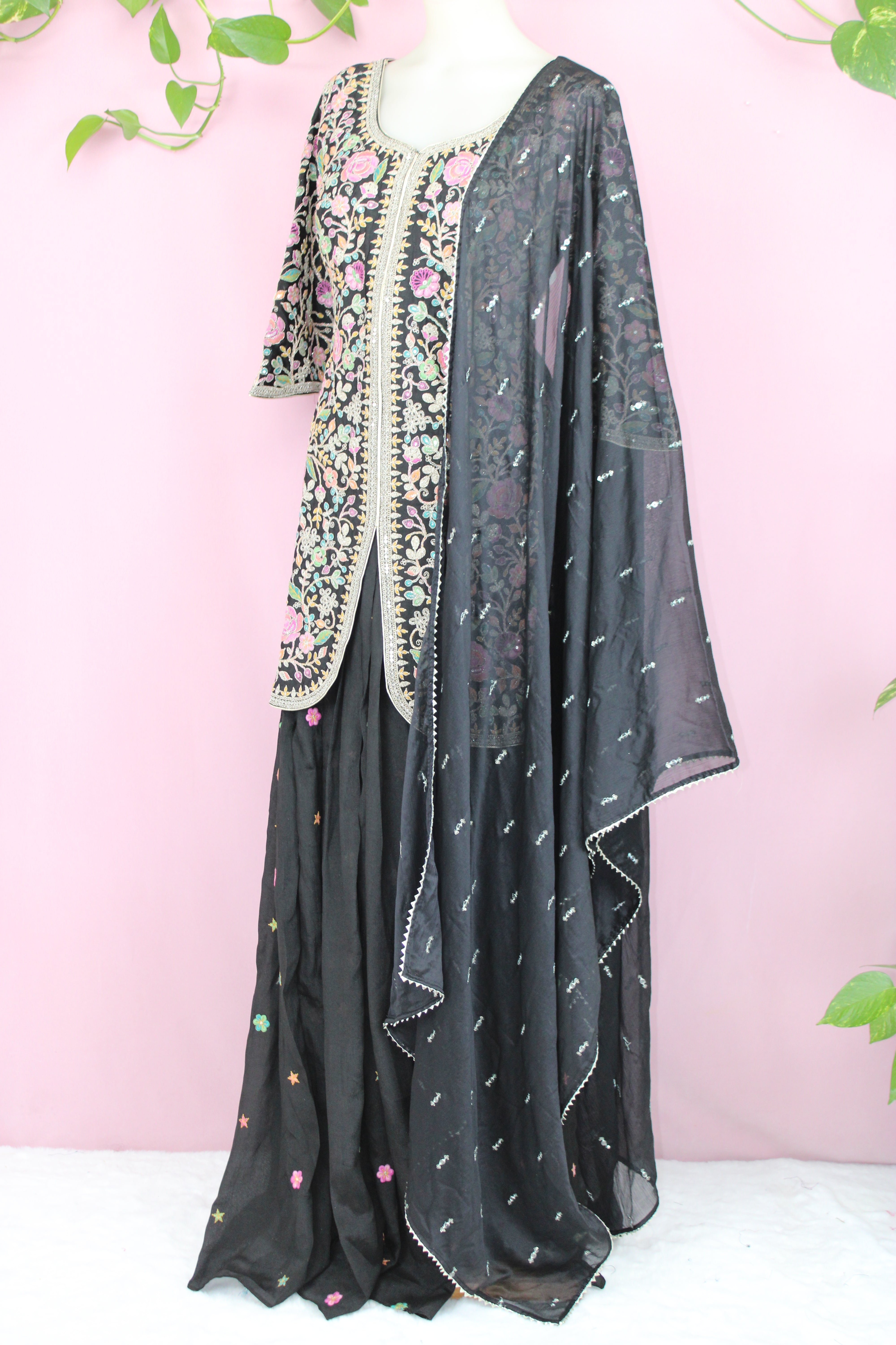 Navya - Chinnon Embroidered Half Sleeves Lehnga