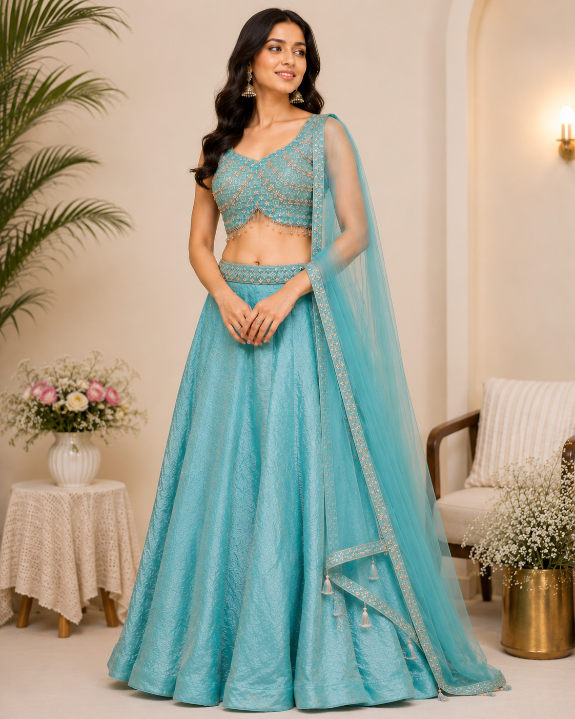 Naysa - Crush Tissue Fabric Circular Lehenga