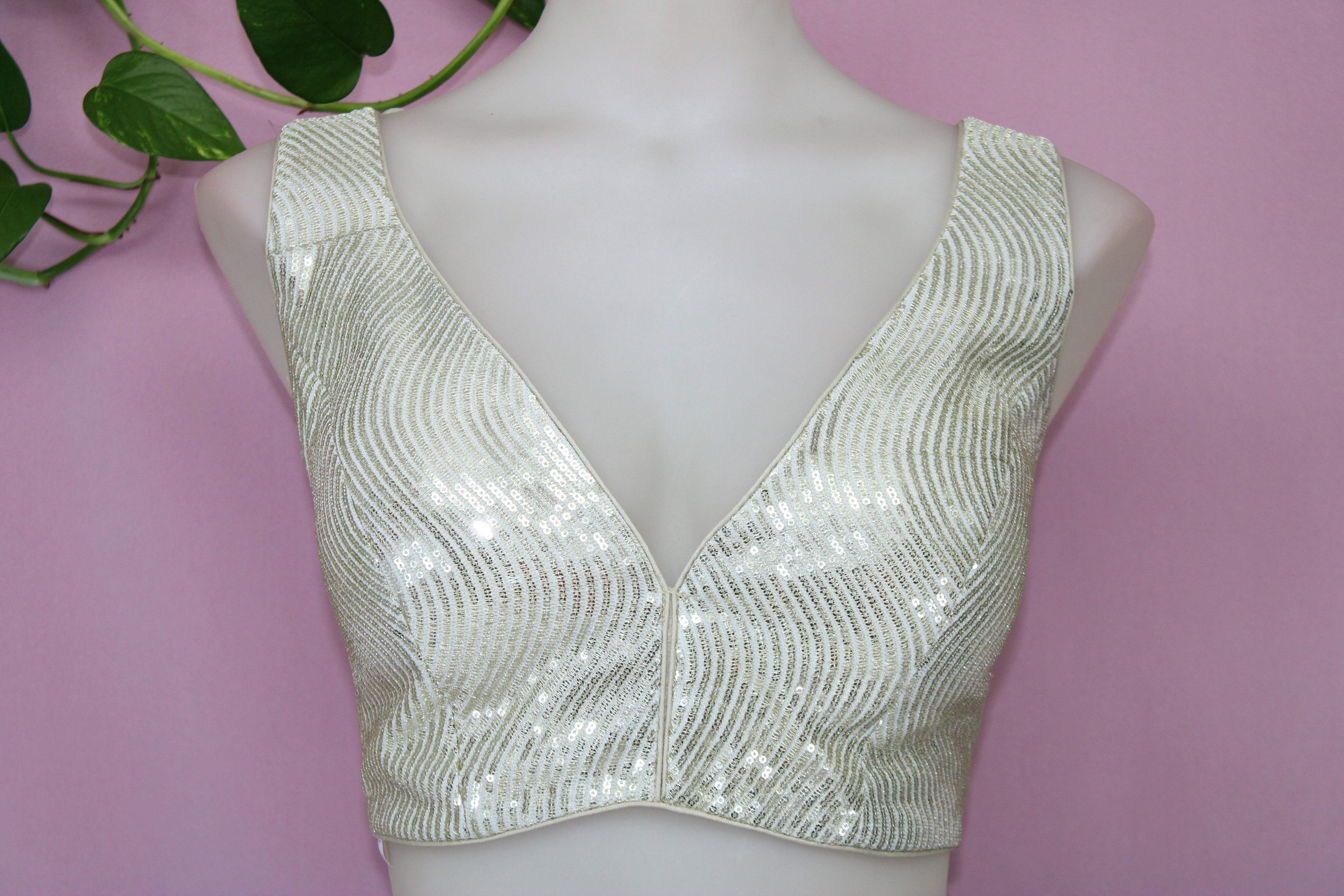 Nora - Sequin Sleeveless Embroidered Princess cut Blouse