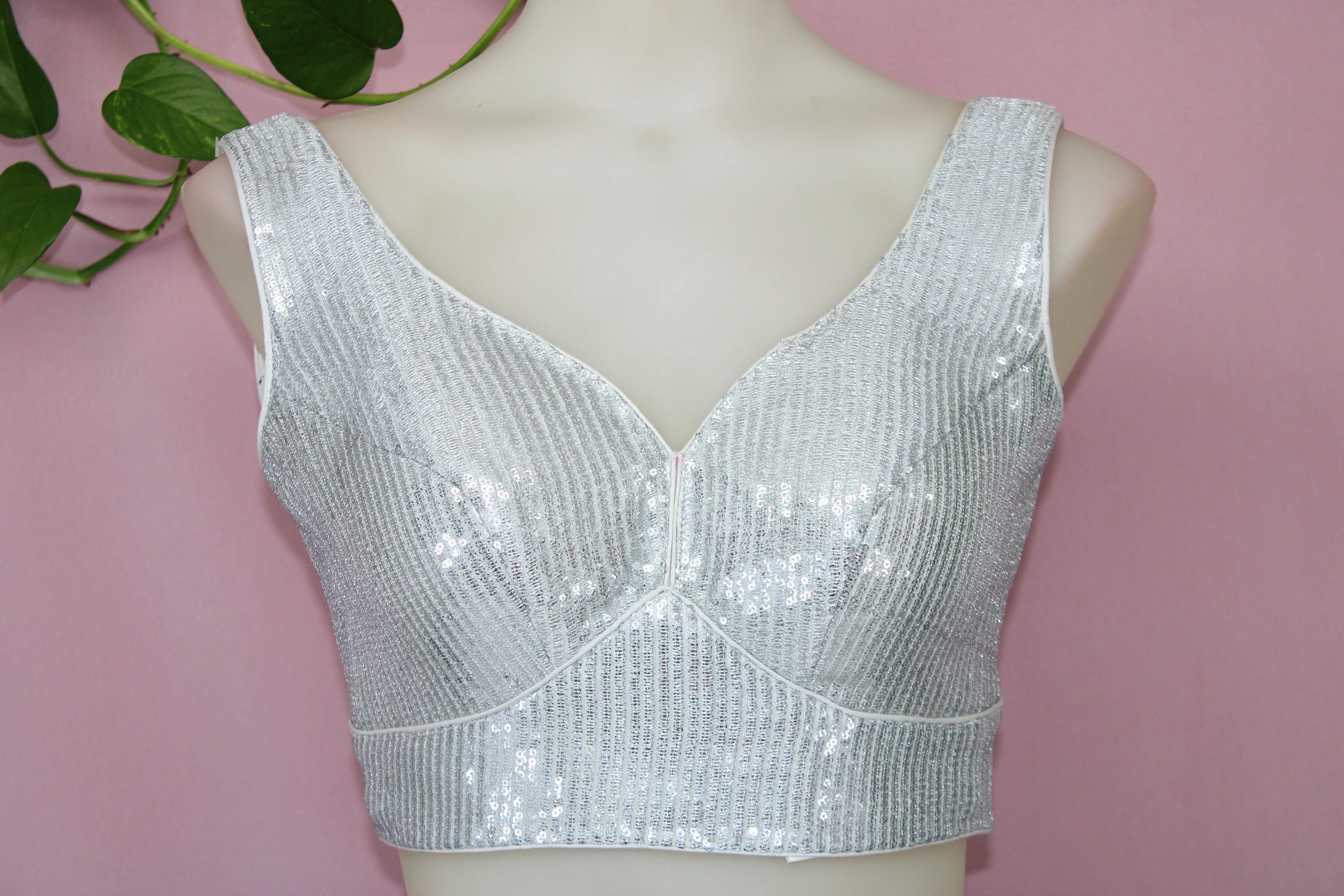 Olivia - Sequin Sleeveless Embroidered Princess cut Blouse