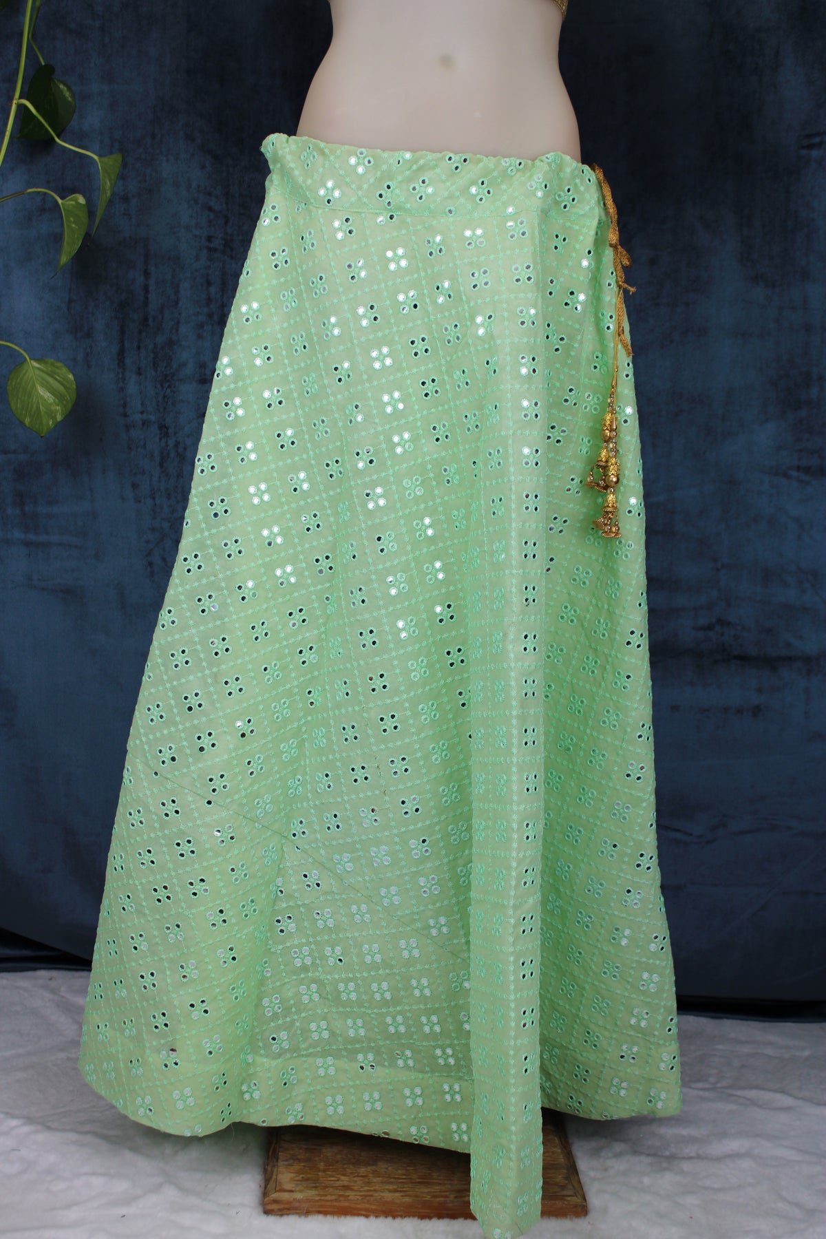 Poh - Georgette Mirror Work Lehenga