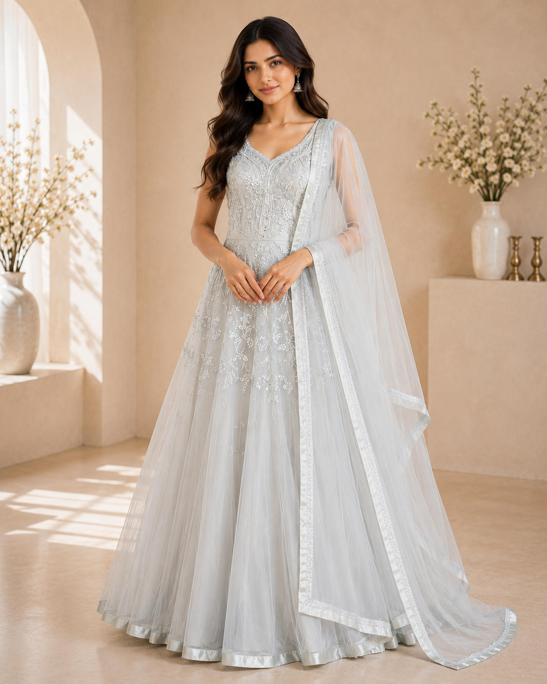 Priyanka - Netting Embroidery Gown