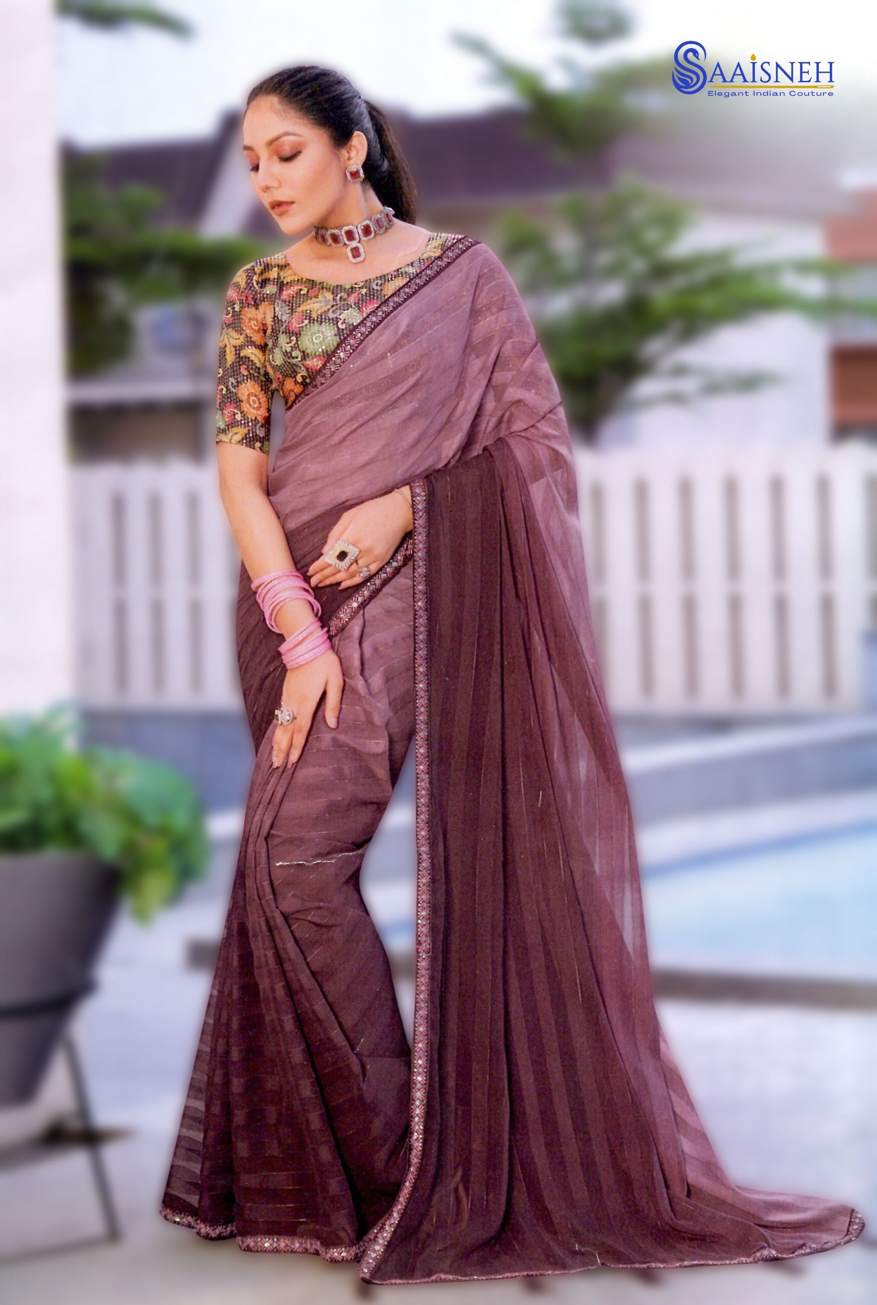 Rainbow - Georgette printed saree