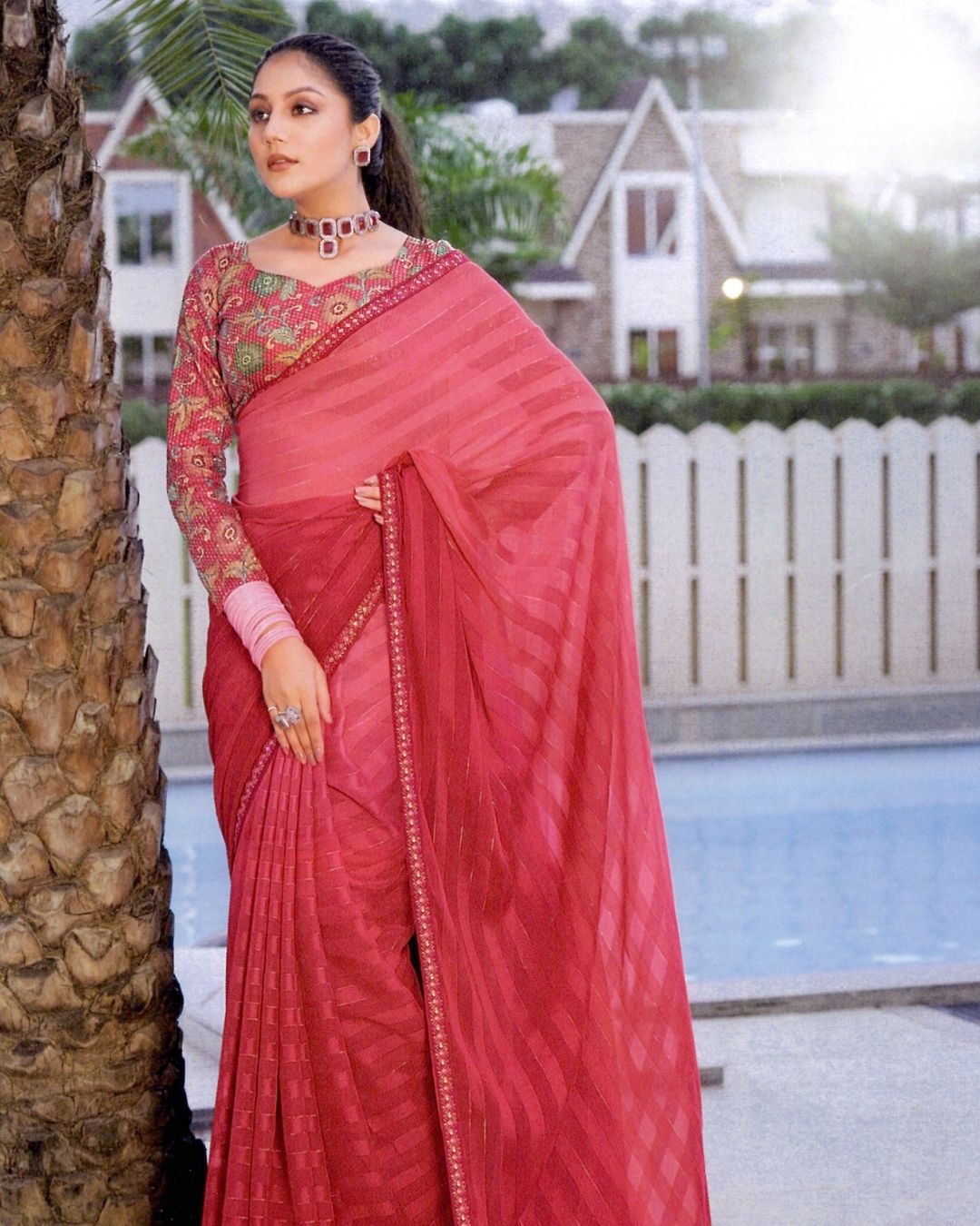 Rainbow - printed saree