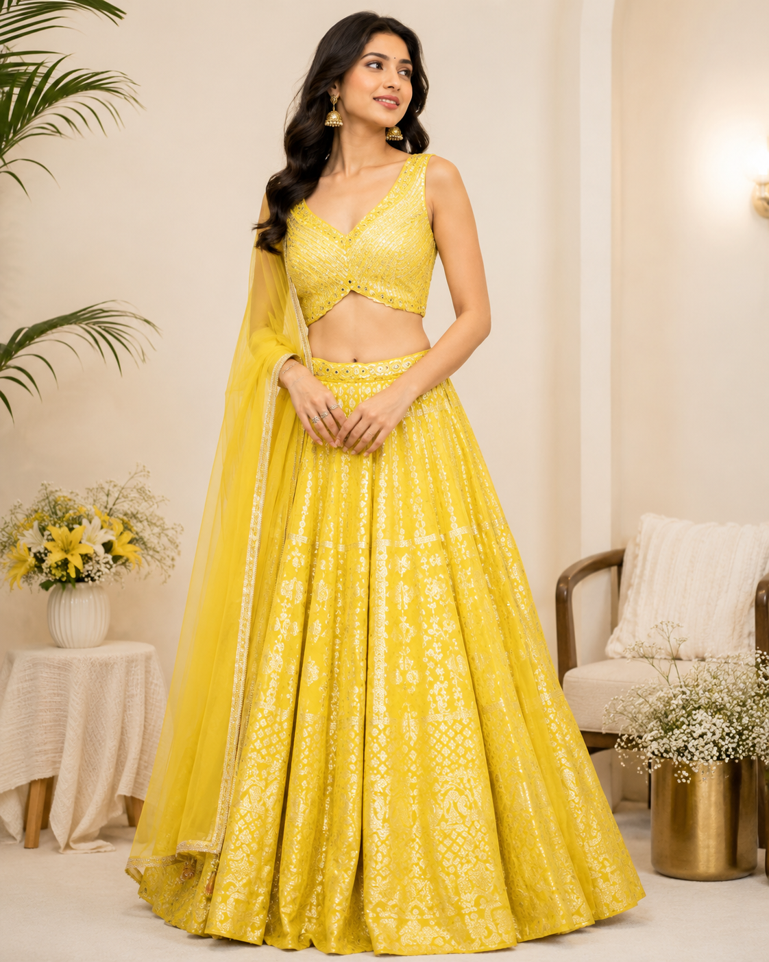 Ramya - Silk Brocade Panel Lehenga