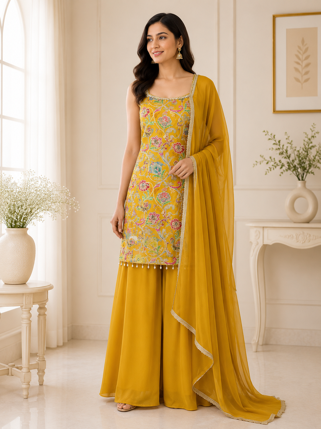 Reshma - Georgette Embroidery Plazo Set