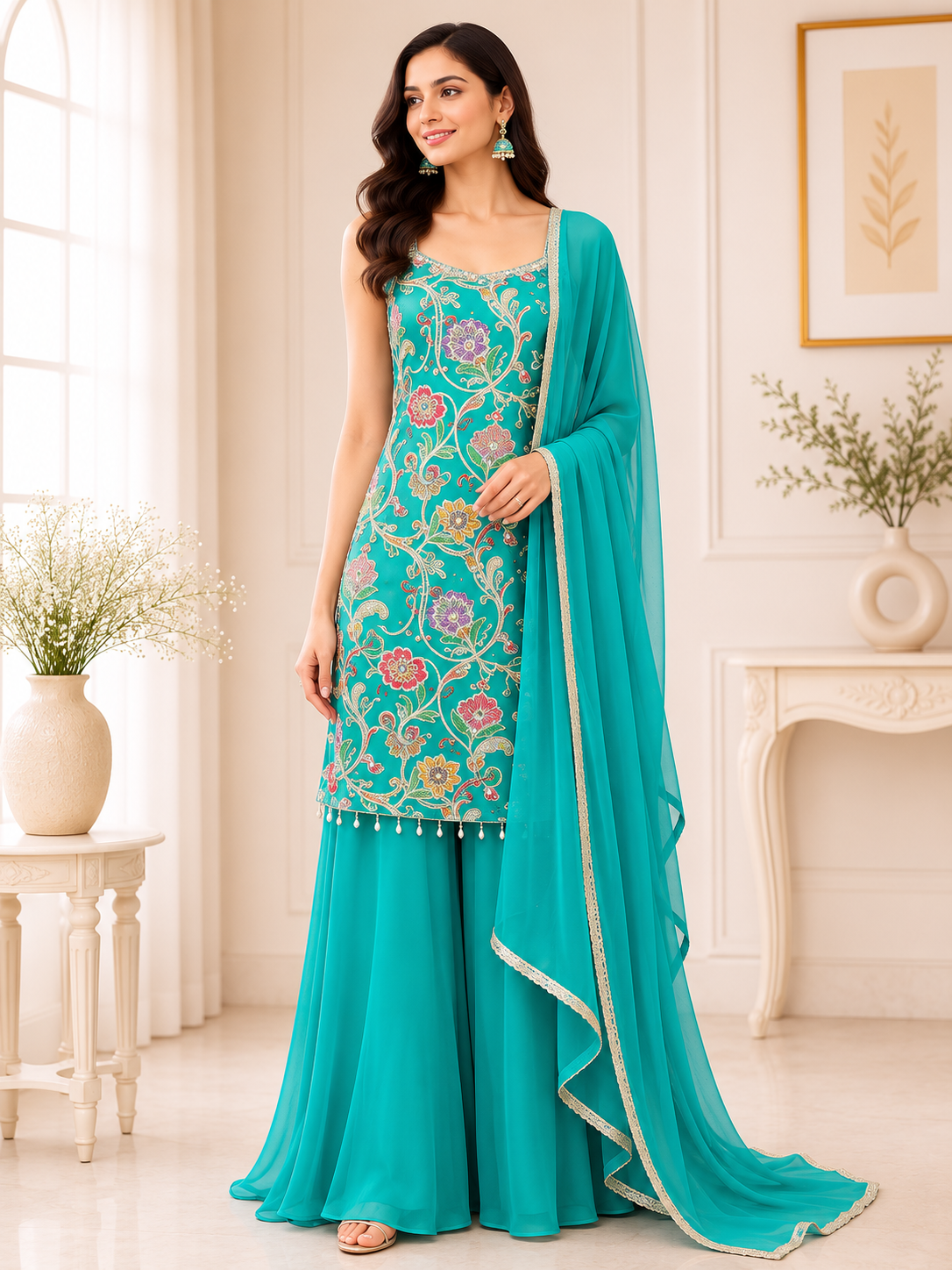 Reshma - Georgette Embroidery Plazo Set
