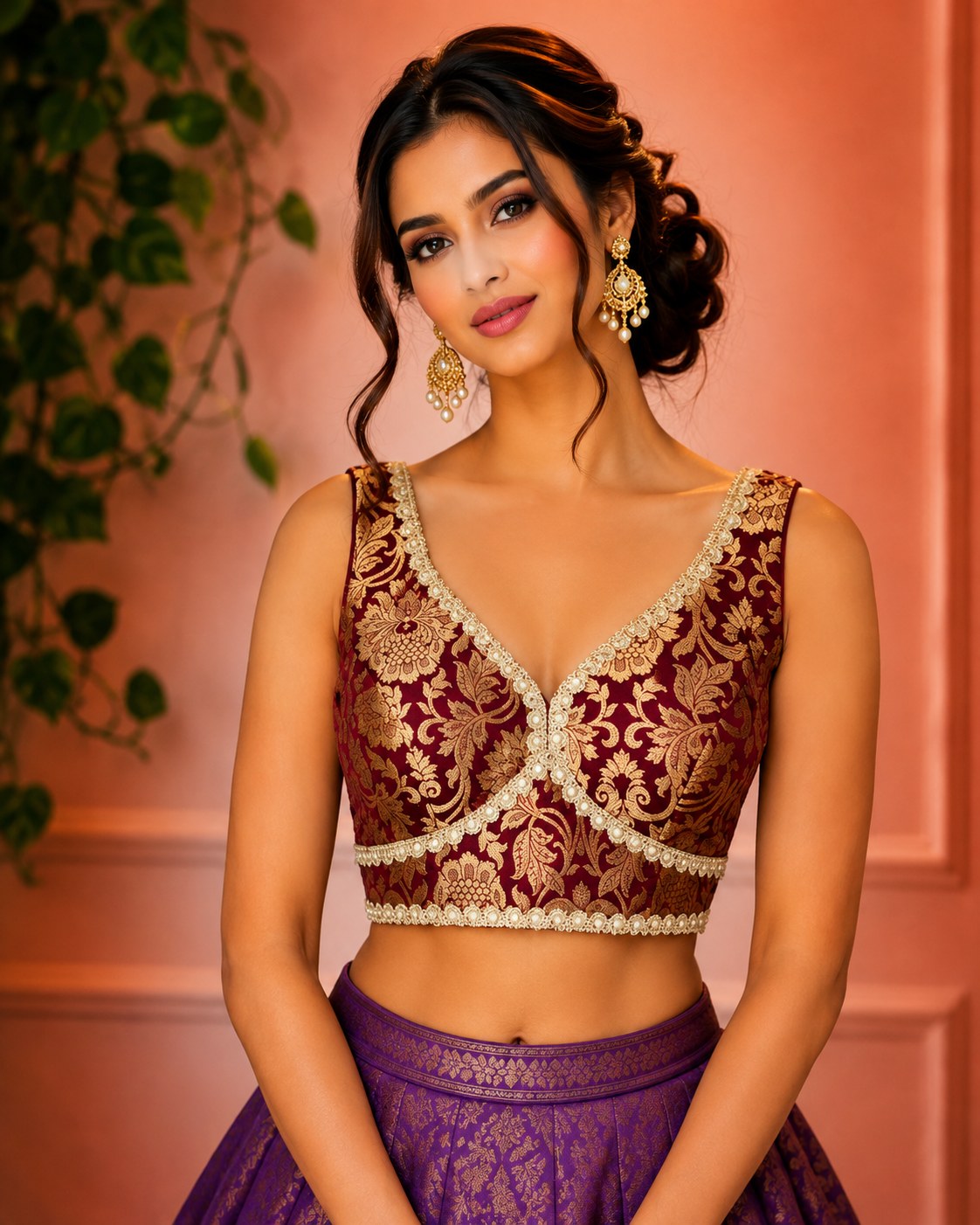 Rosie - Banarasi Silk Brocade Sleeveless Princess Cut Blouse
