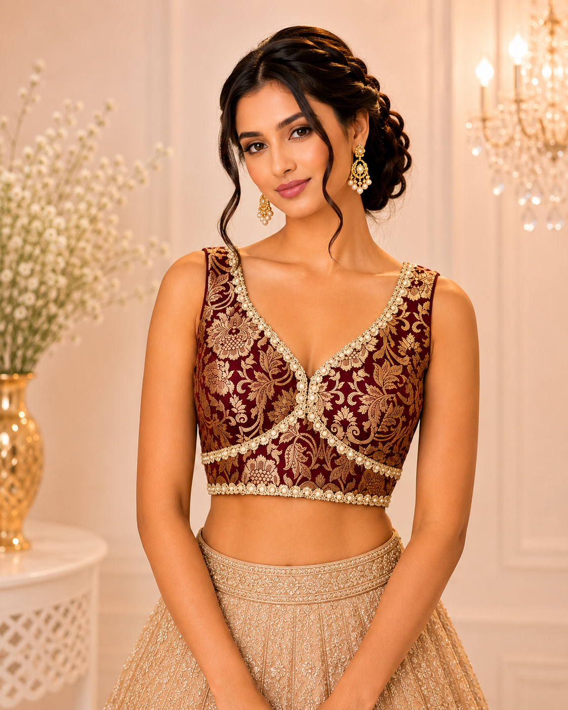 Rosie - Banarasi Silk Brocade Sleeveless Princess Cut Blouse