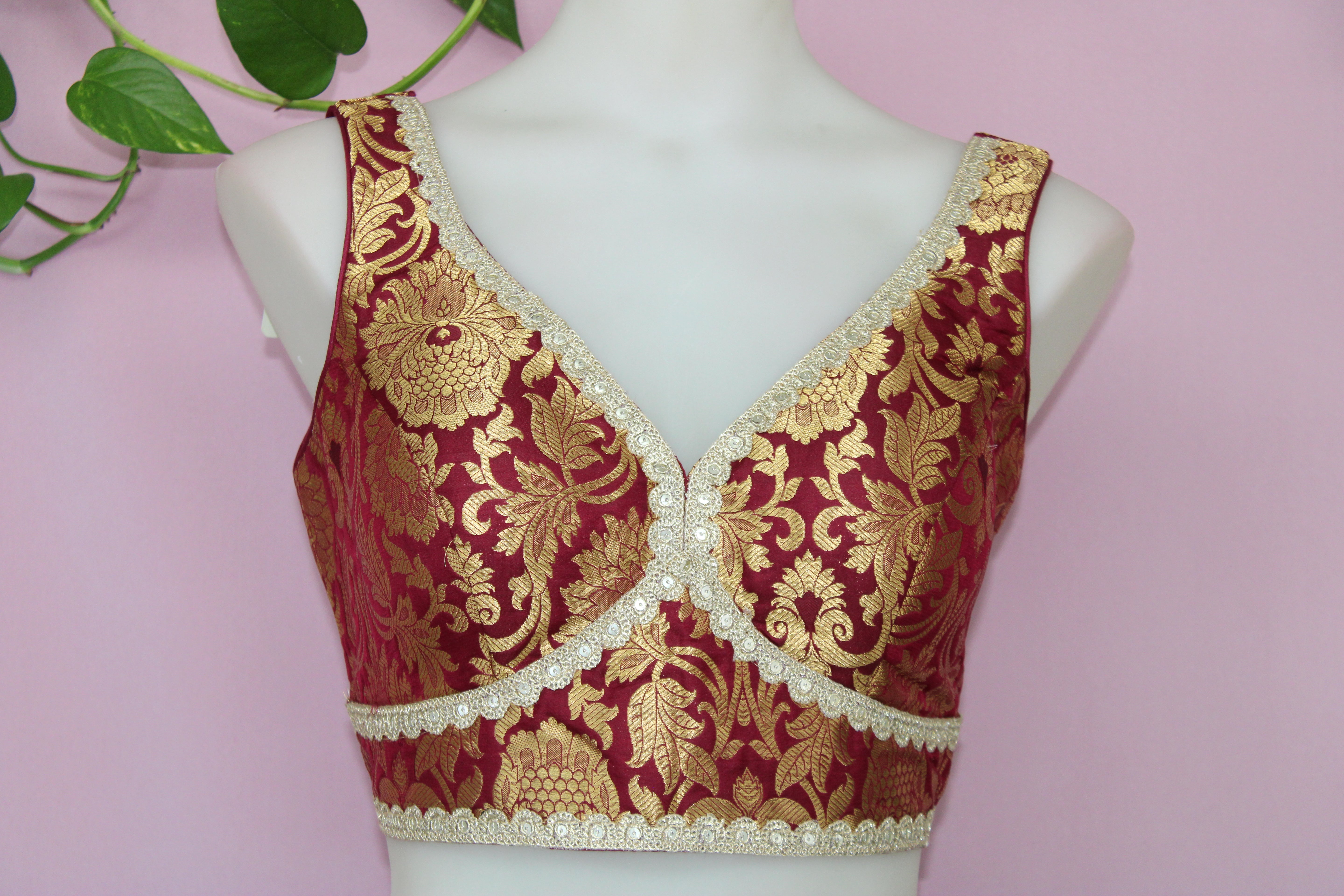 Rosie - Banarasi Silk Brocade Sleeveless Princess Cut Blouse