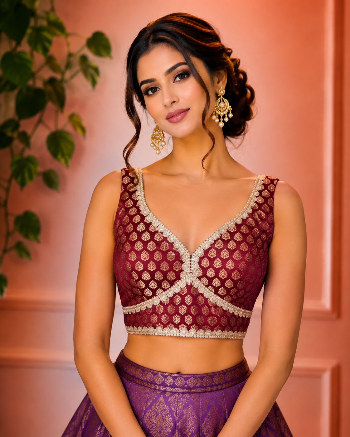Rosie - Banarasi Silk Brocade Sleeveless Princess Cut Blouse