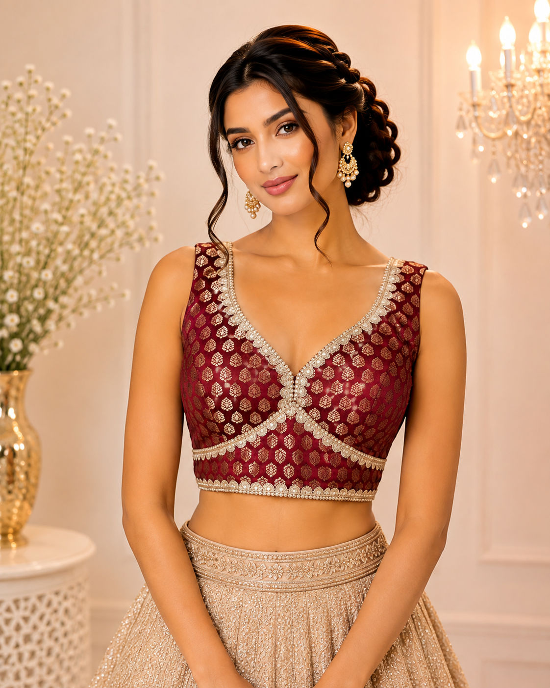 Rosie - Banarasi Silk Brocade Sleeveless Princess Cut Blouse
