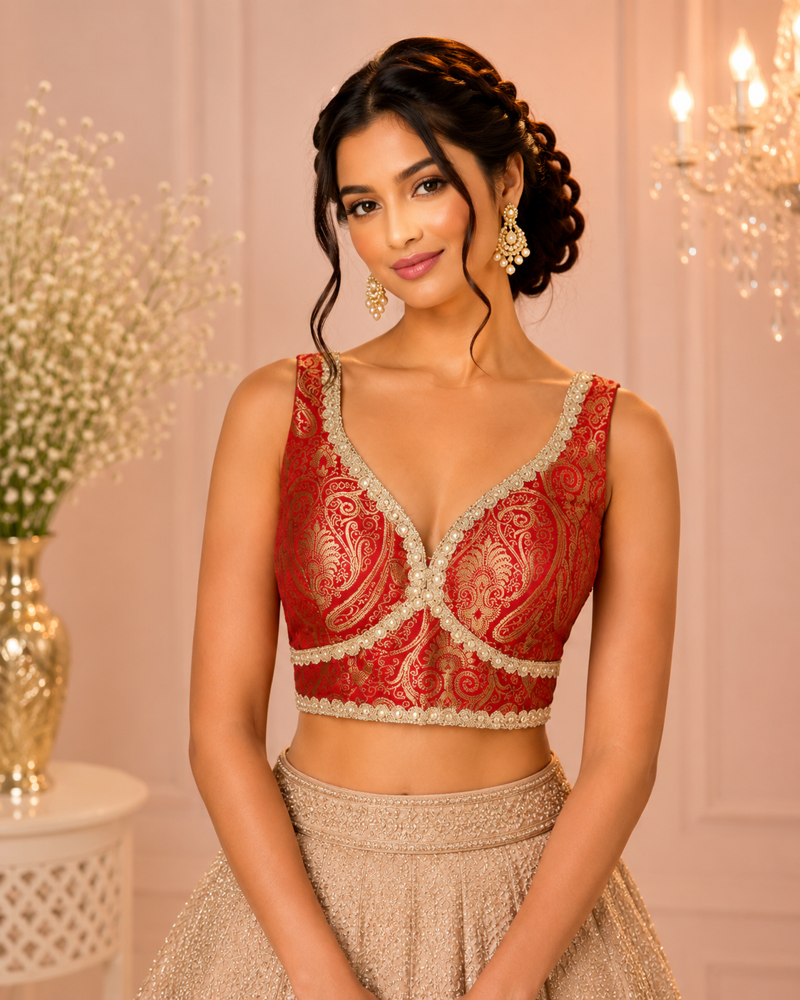 Rosie - Banarasi Silk Brocade Sleeveless Princess Cut Blouse