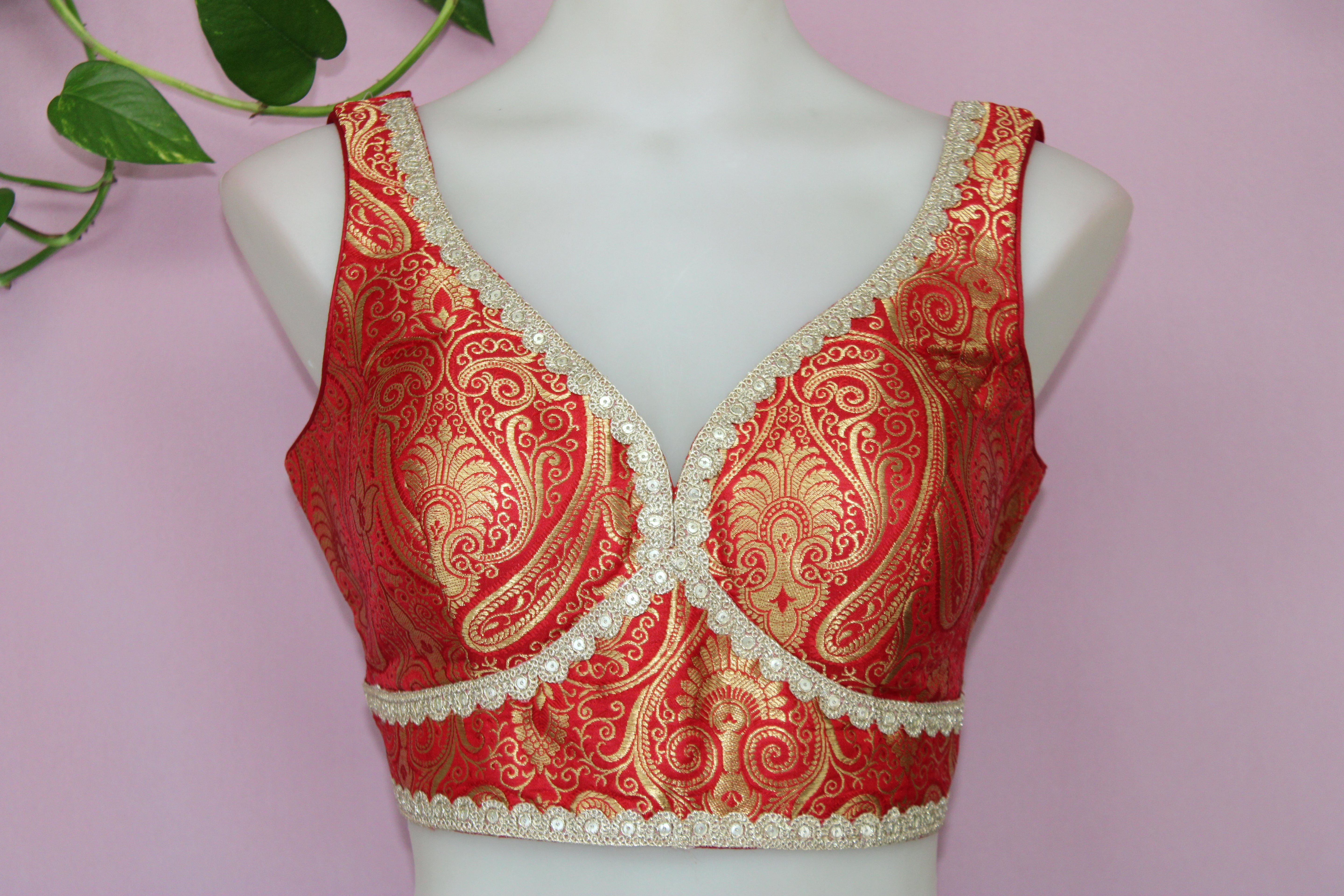 Rosie - Banarasi Silk Brocade Sleeveless Princess Cut Blouse