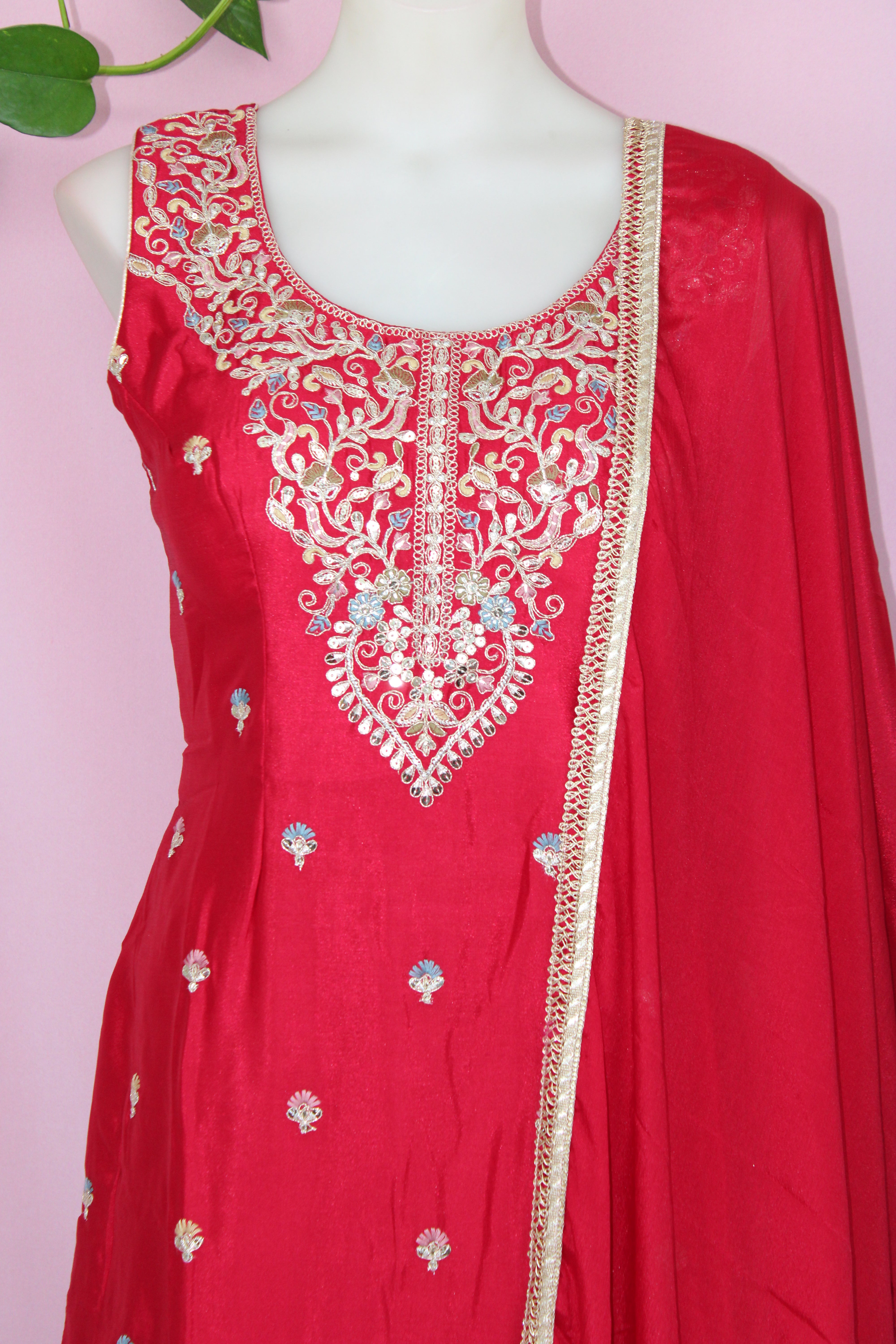 Samvya - Chinnon Embroidered Sleeveless Plazzo Suit