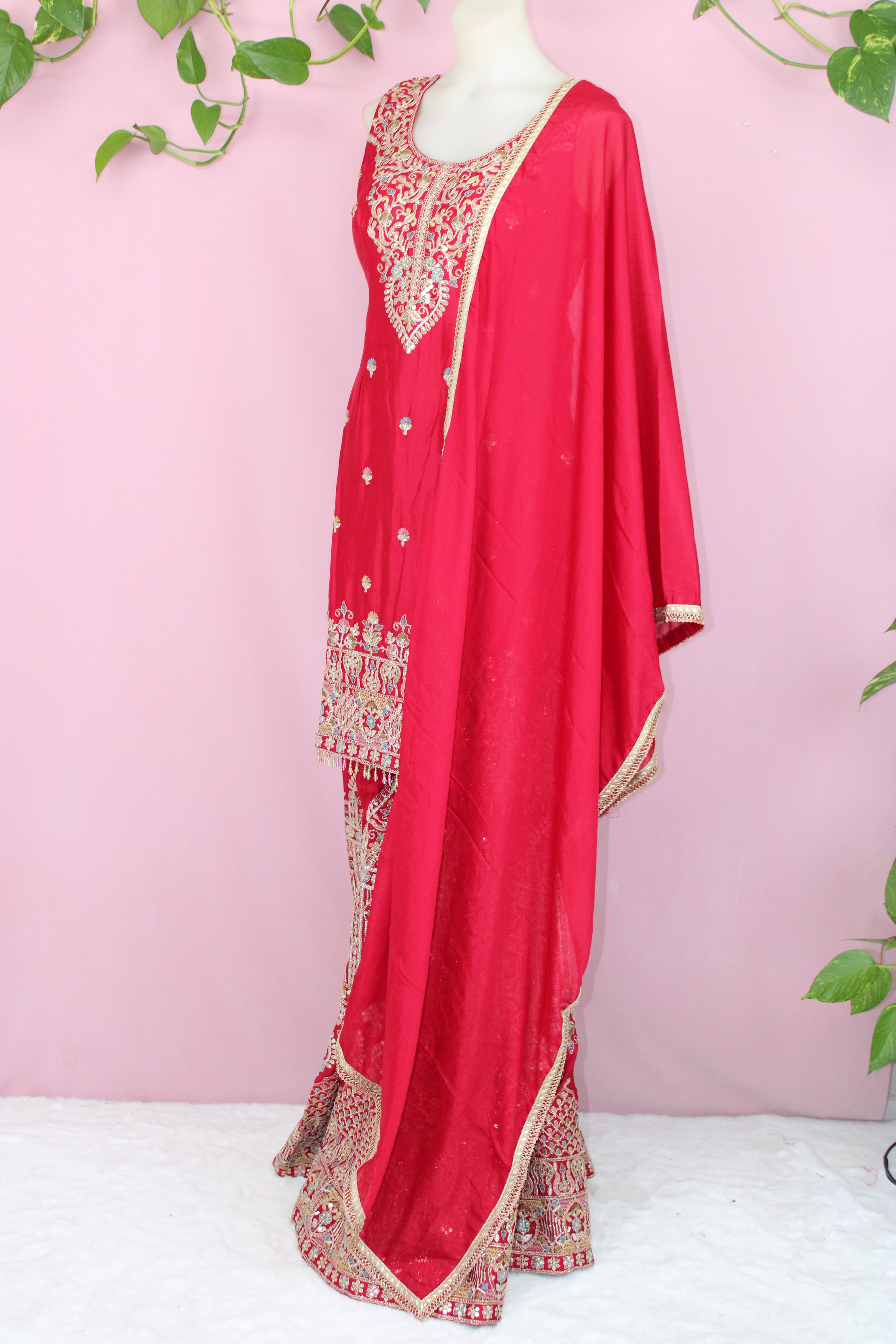 Samvya - Chinnon Embroidered Sleeveless Plazzo Suit