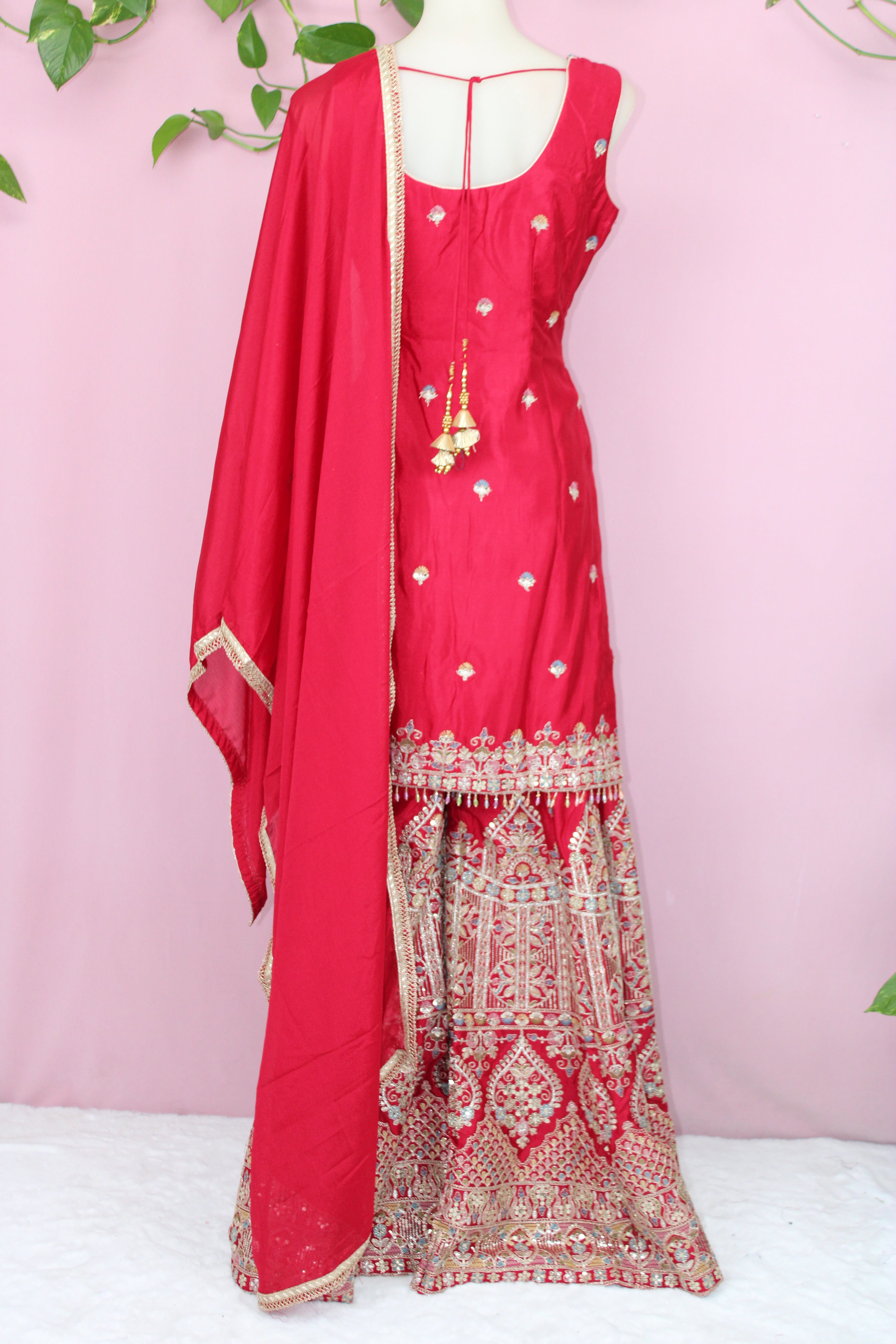Samvya - Chinnon Embroidered Sleeveless Plazzo Suit