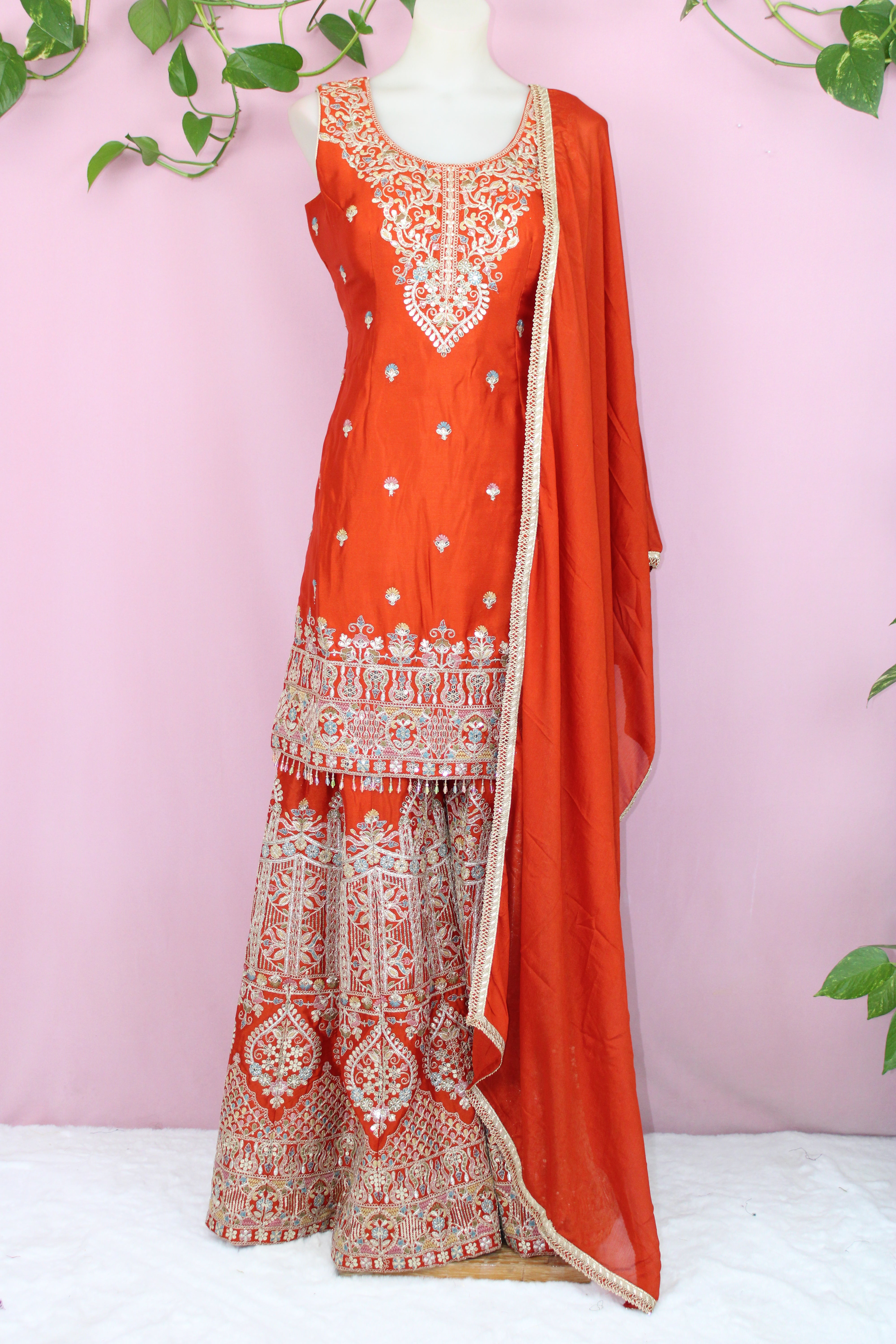 Samvya - Chinnon Embroidered Sleeveless Plazzo Suit