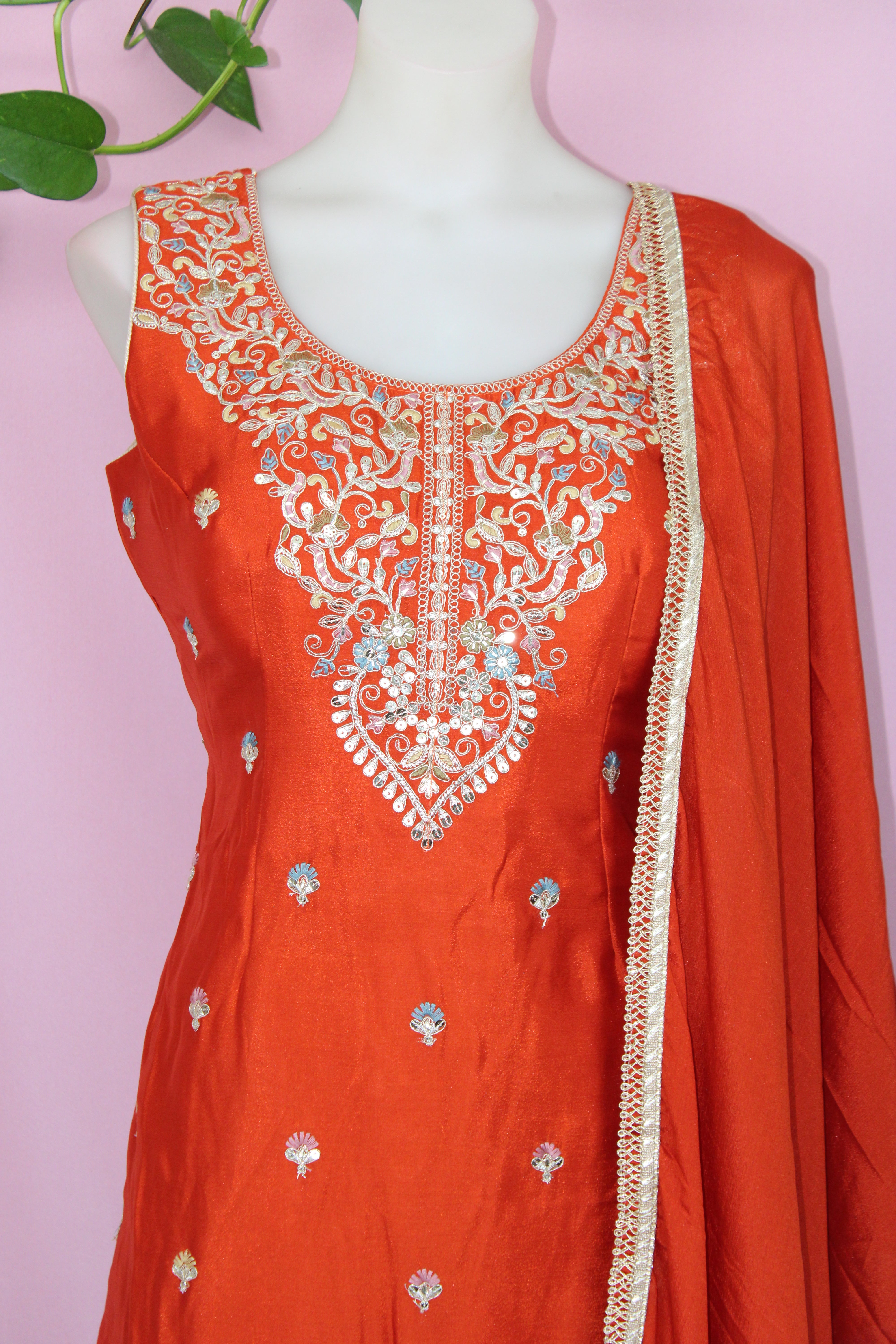 Samvya - Chinnon Embroidered Sleeveless Plazzo Suit