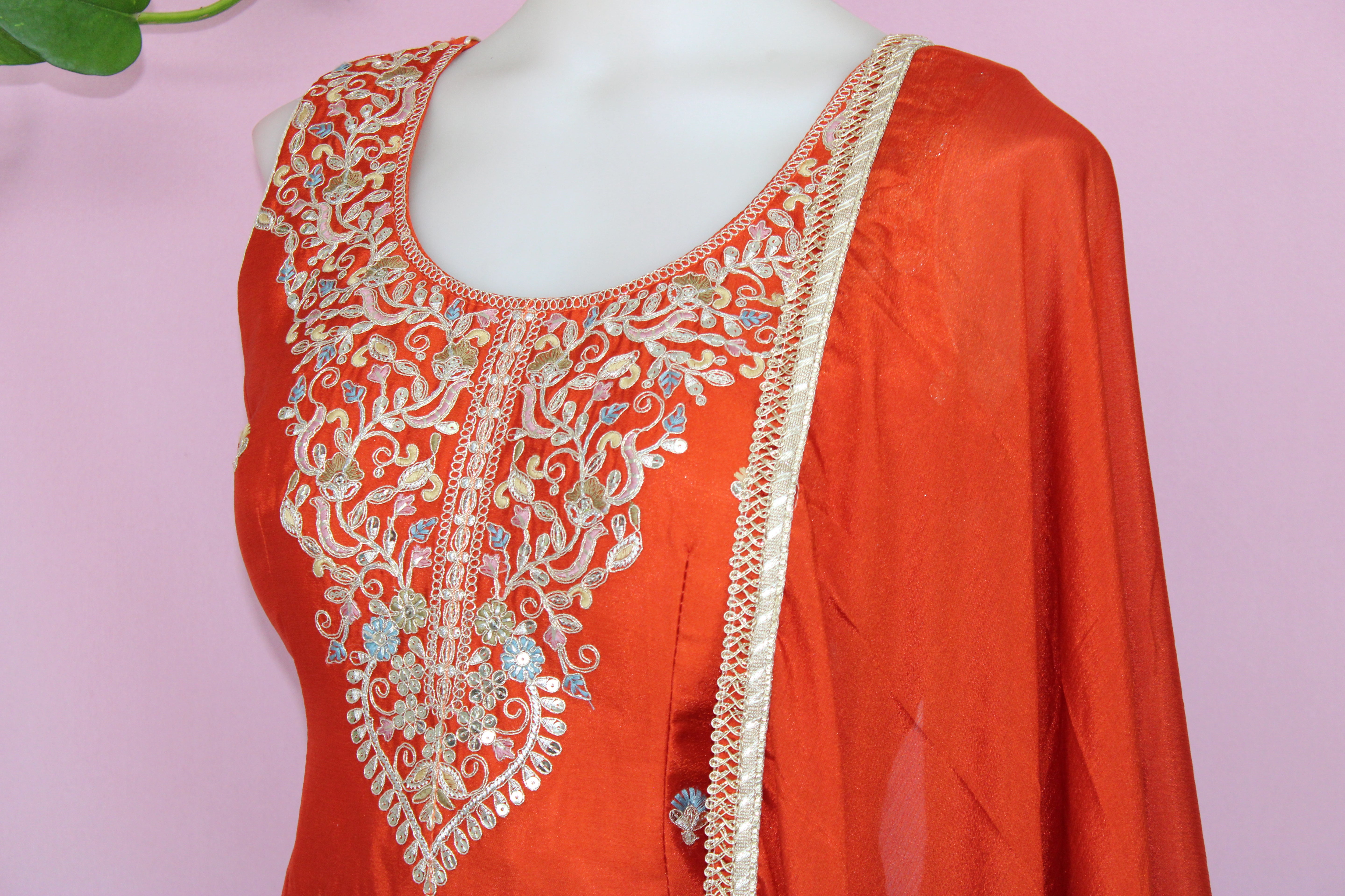 Samvya - Chinnon Embroidered Sleeveless Plazzo Suit