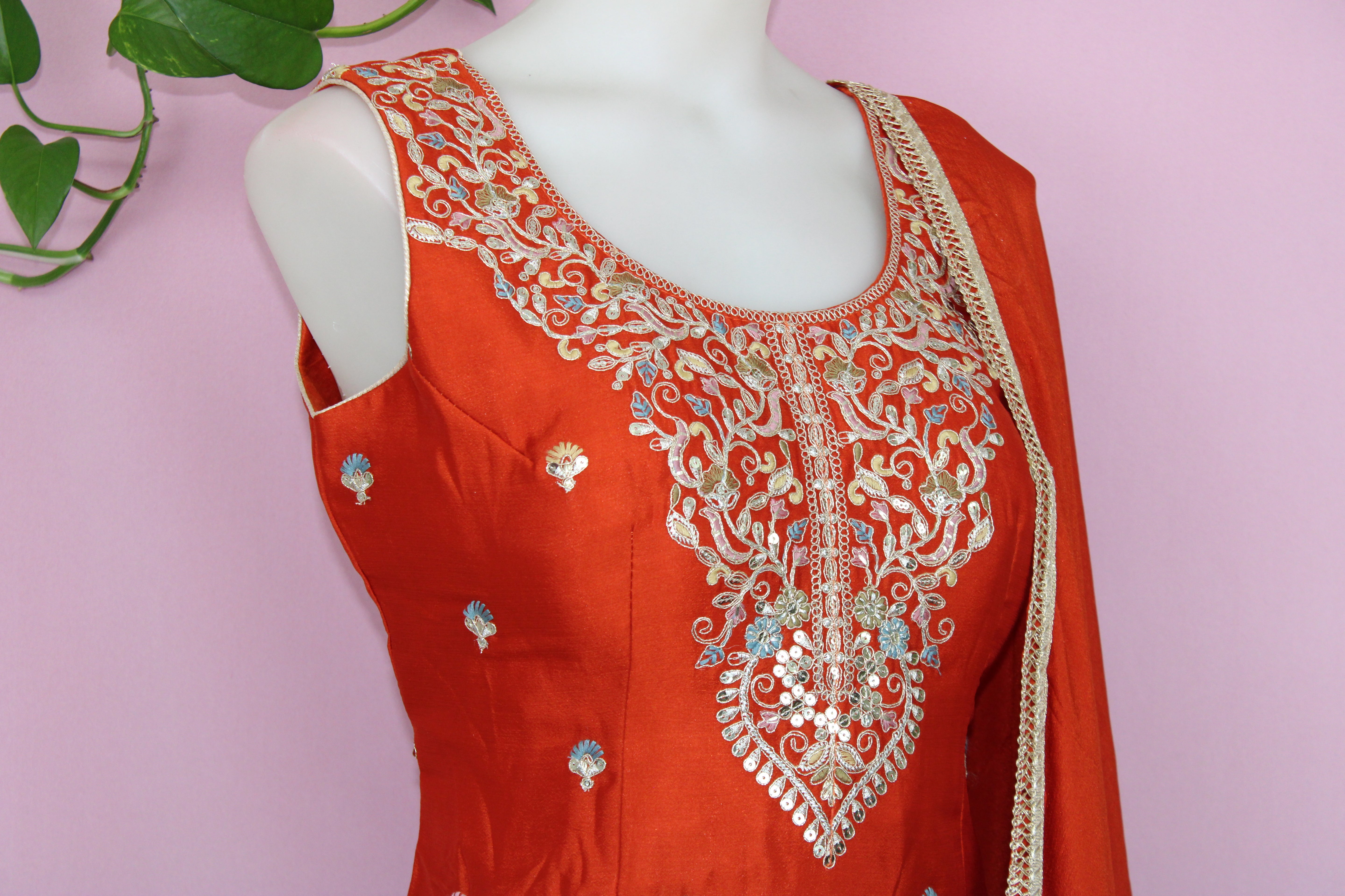 Samvya - Chinnon Embroidered Sleeveless Plazzo Suit