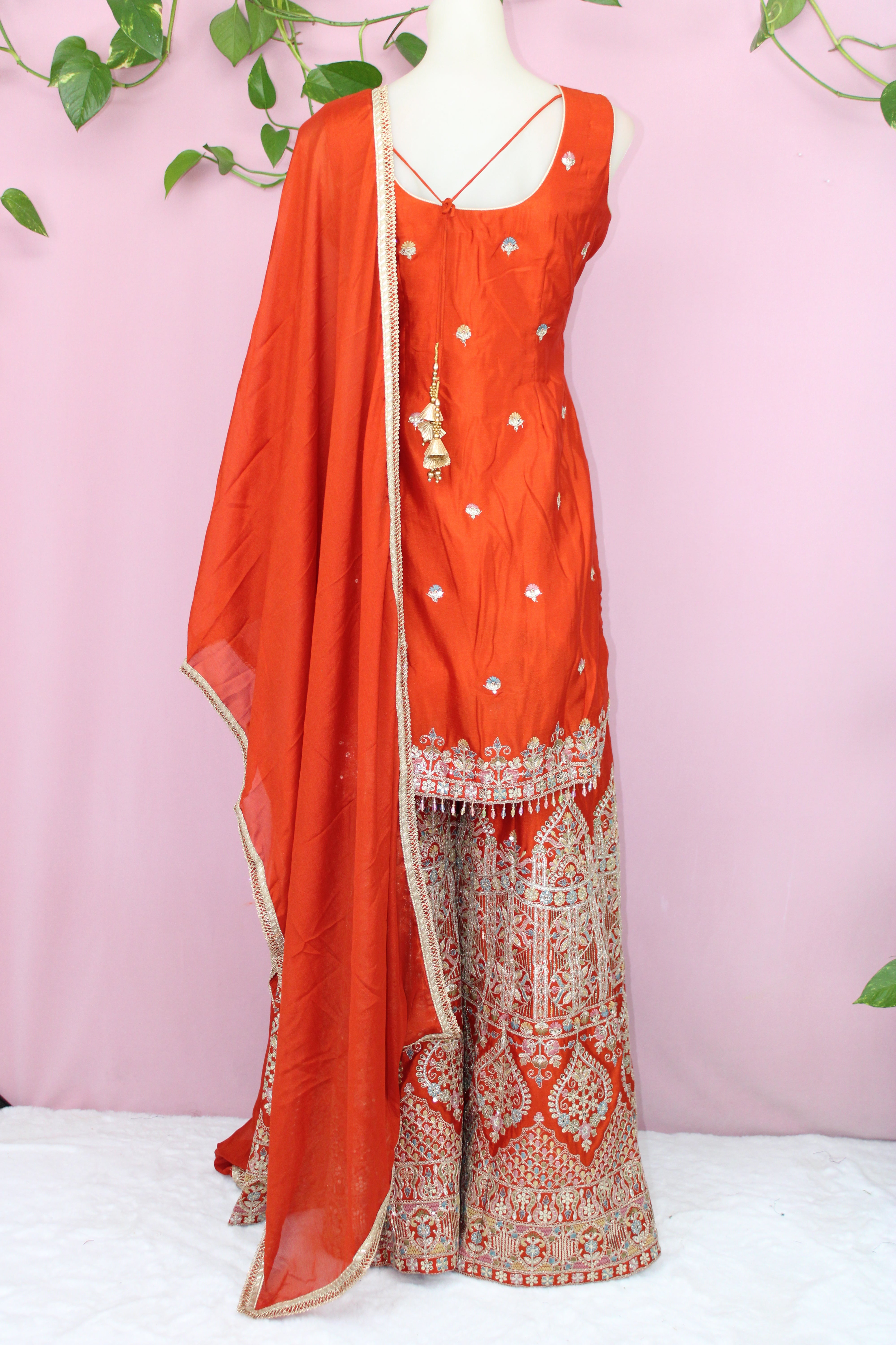 Samvya - Chinnon Embroidered Sleeveless Plazzo Suit