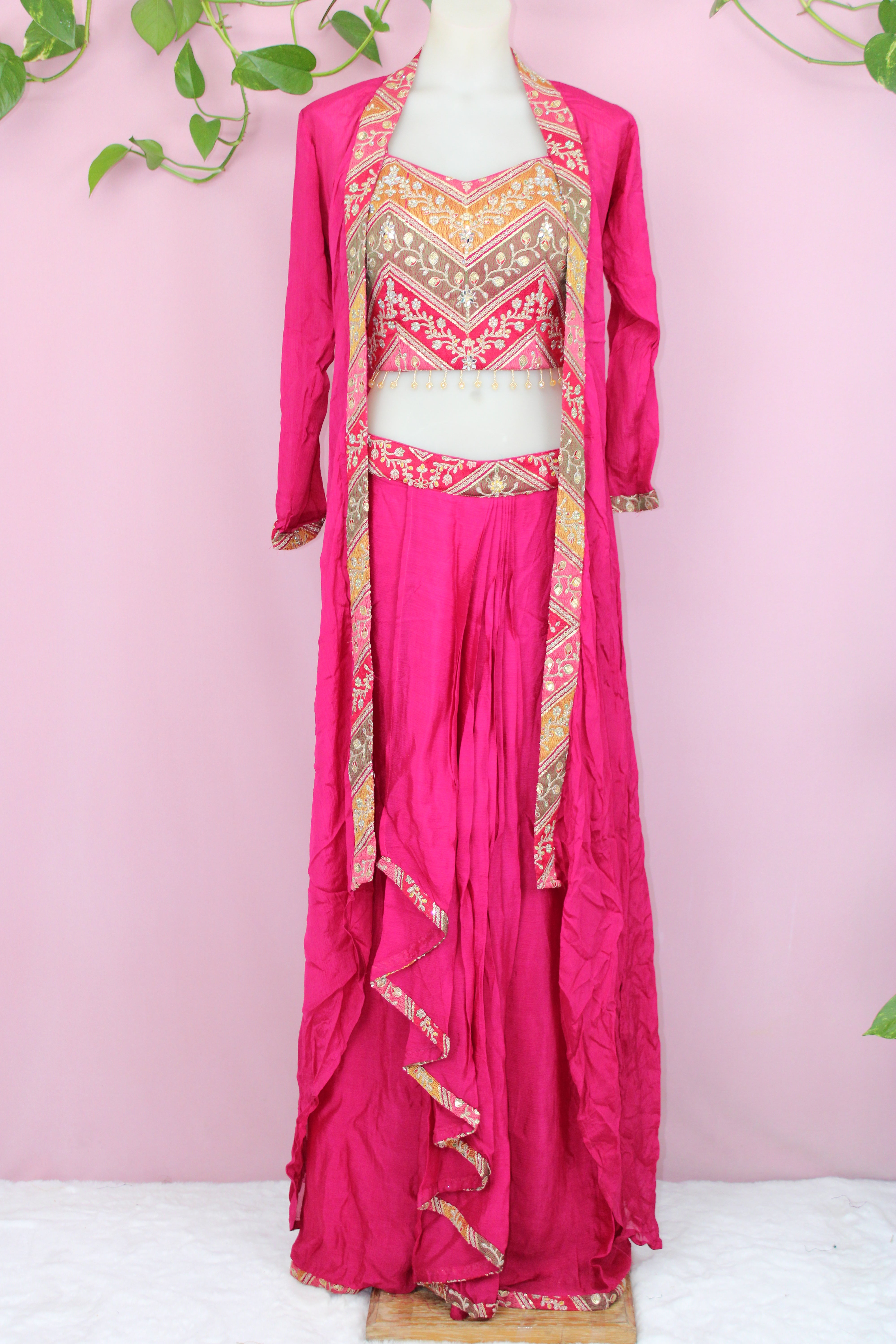 Sheena - Chinnon  Embroidered  Indo - Western Dress