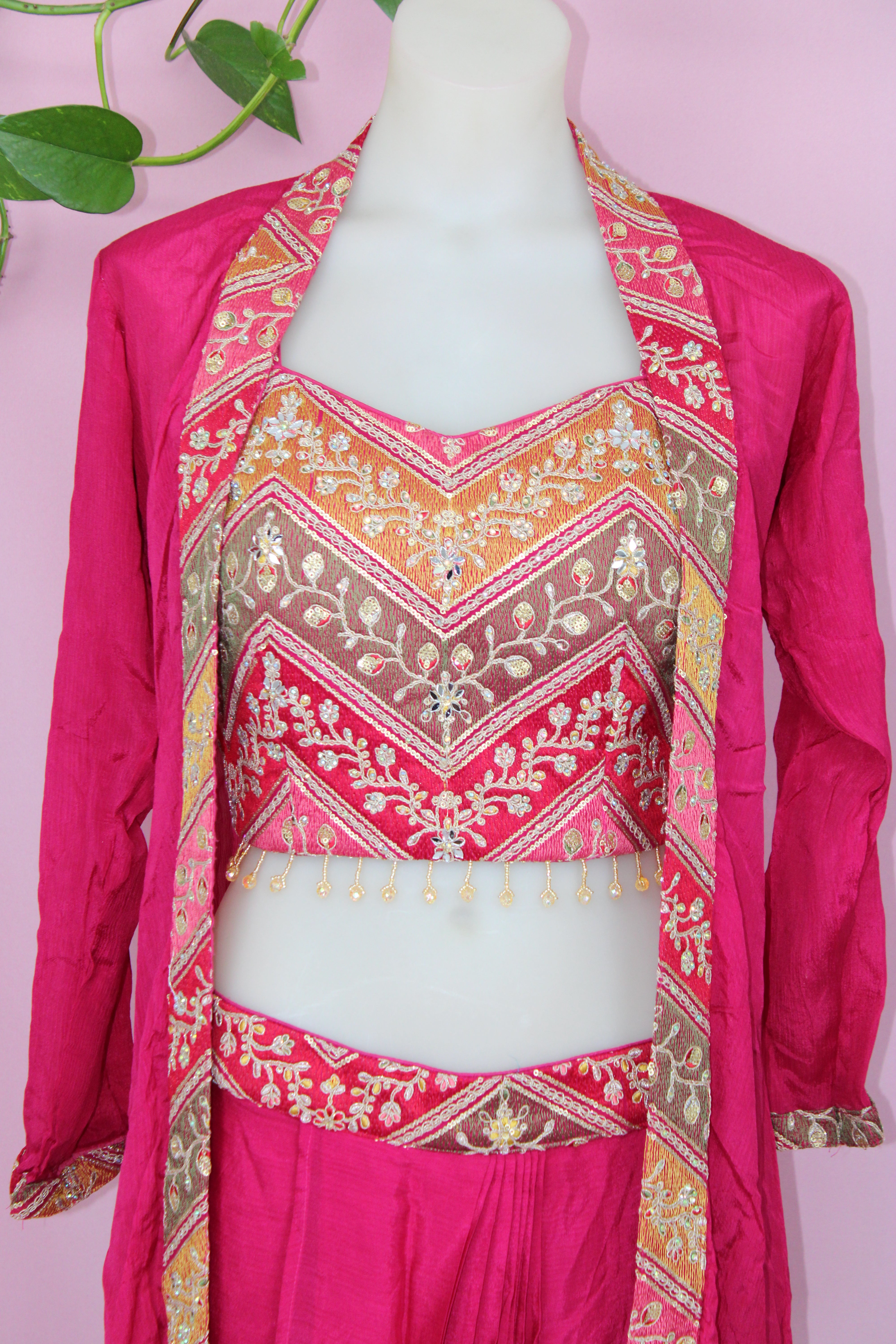 Sheena - Chinnon  Embroidered  Indo - Western Dress