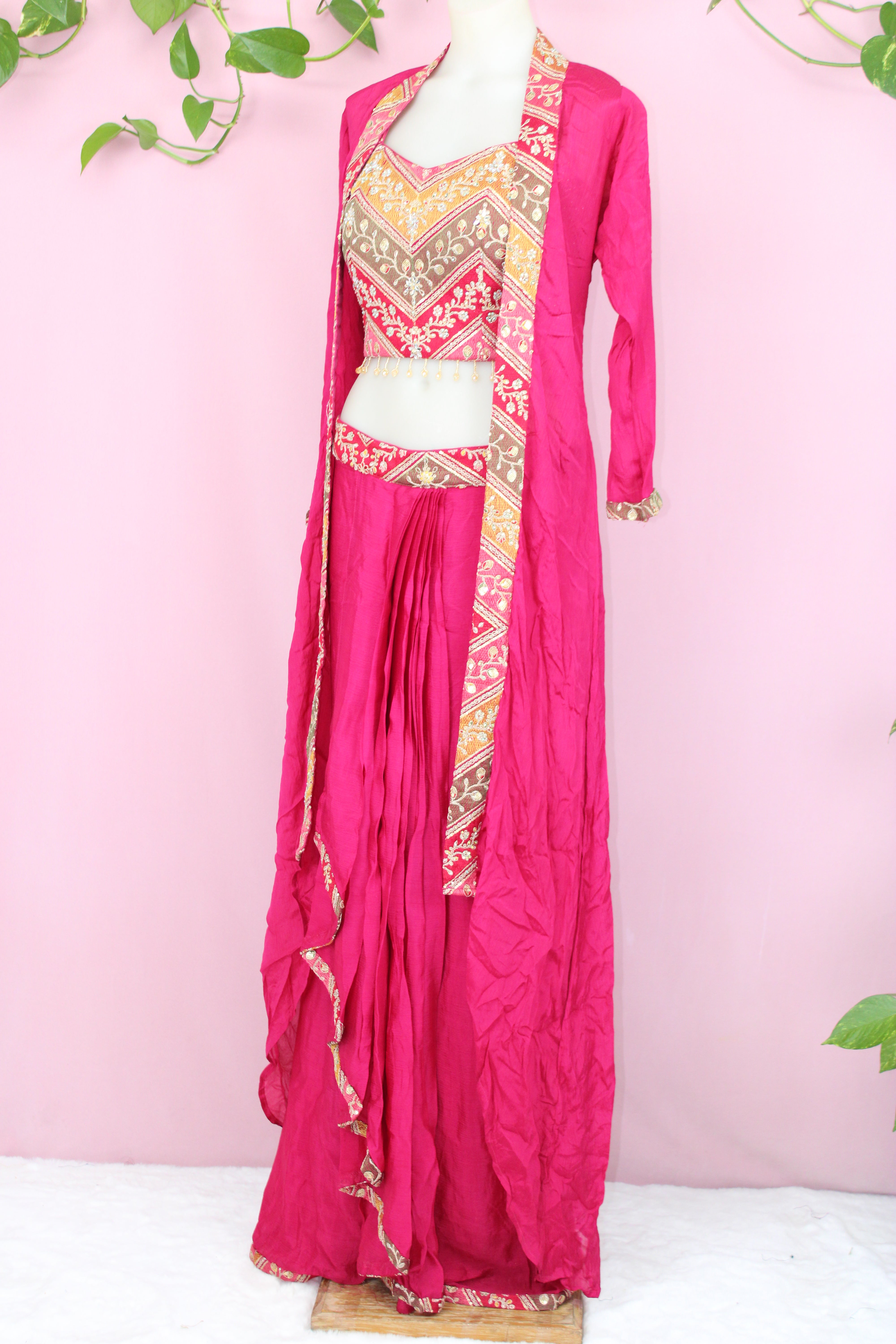 Sheena - Chinnon  Embroidered  Indo - Western Dress