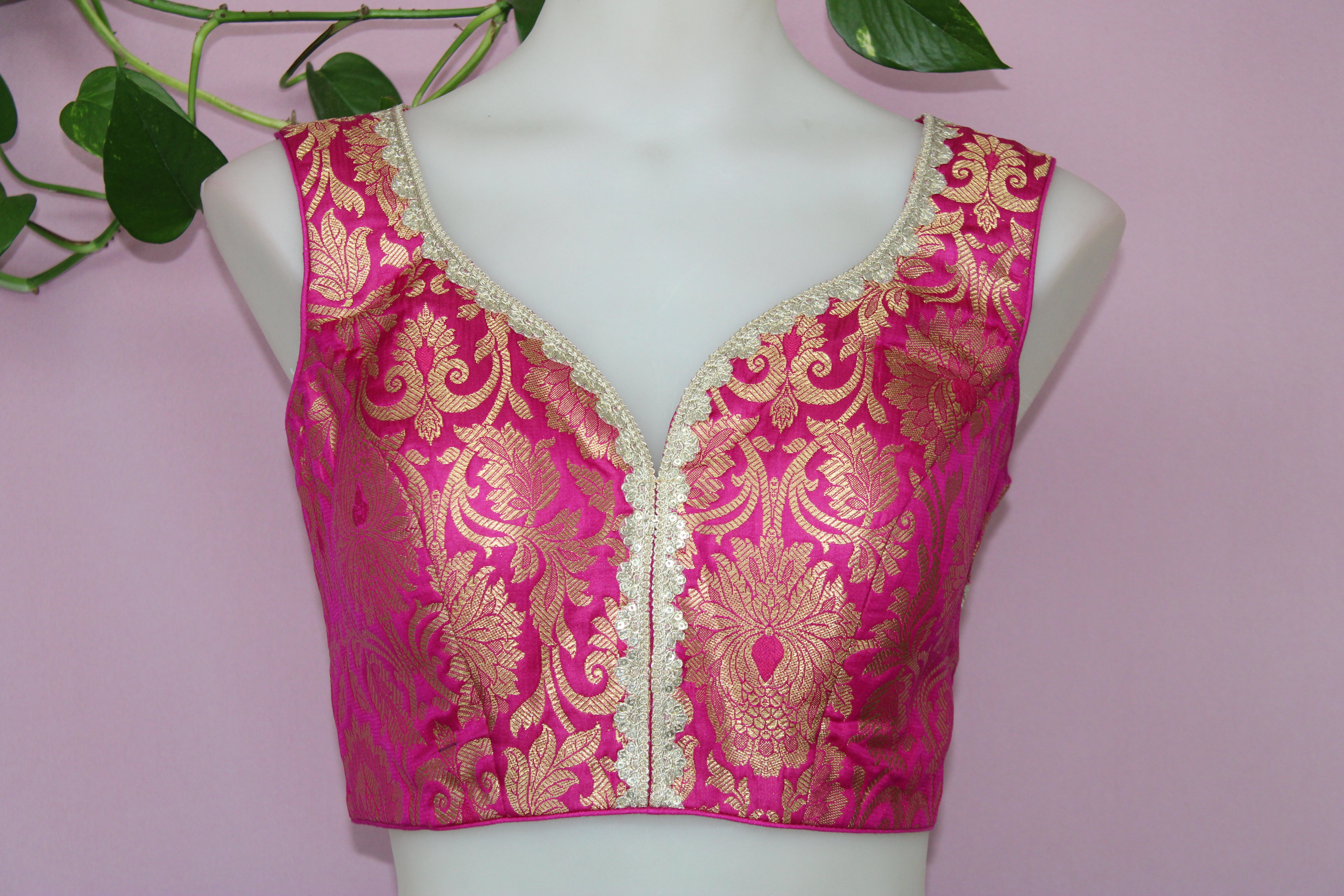 Shreya - Banarasi Silk Brocade Sleeveless Princess Cut Blouse