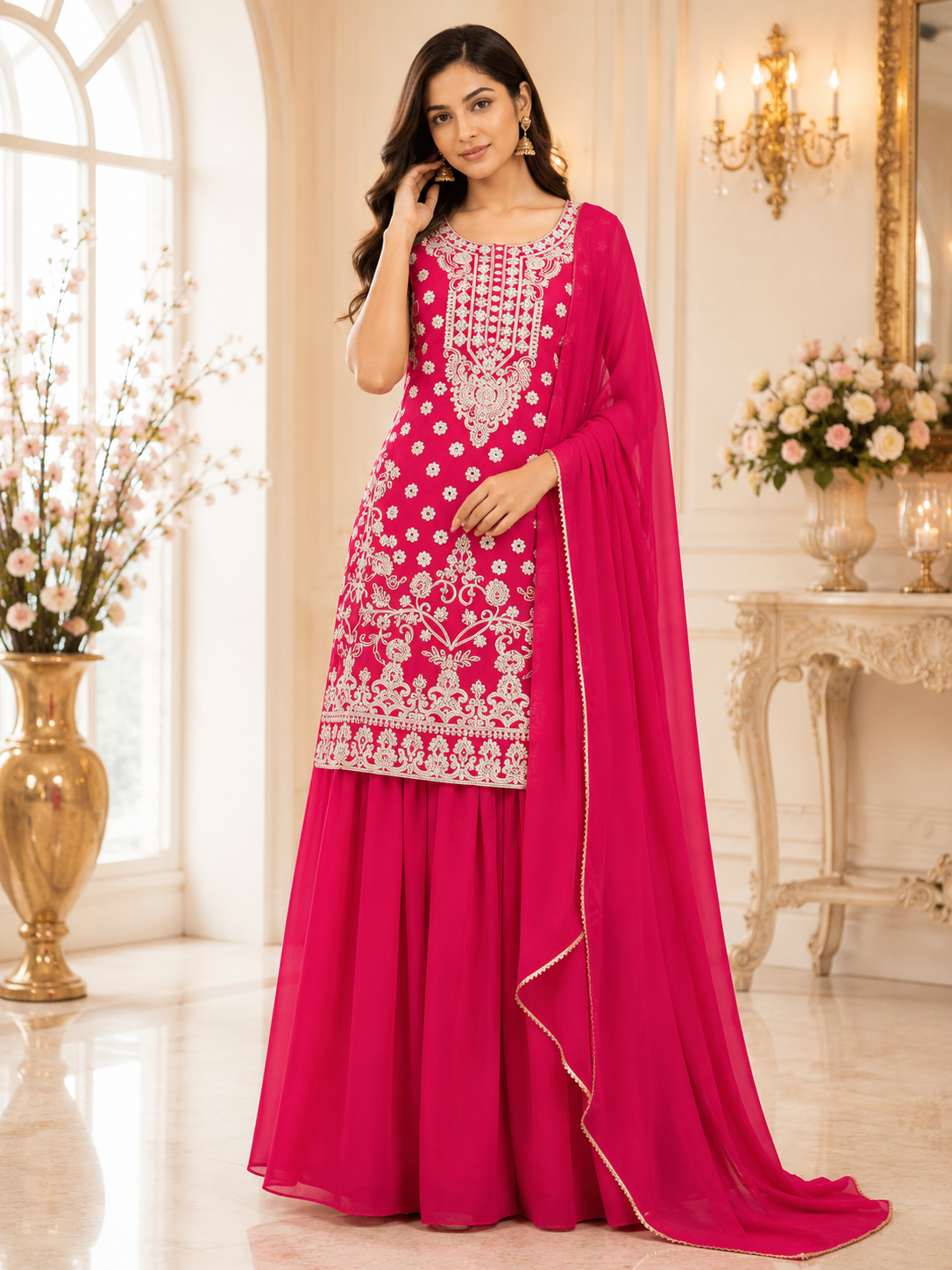 Rubika - Georgette Embroidery Sharara Suit