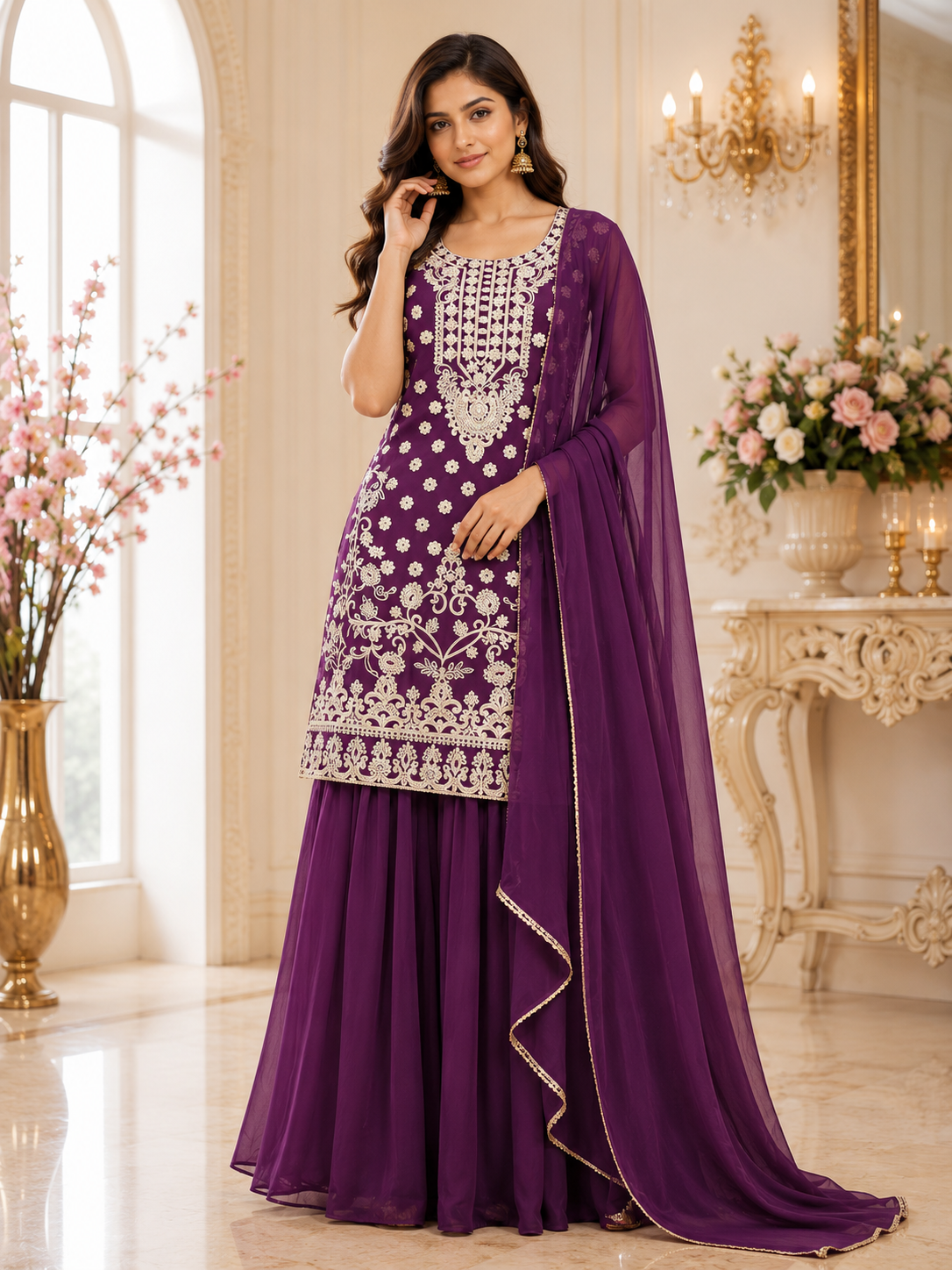 Rubika - Georgette Embroidery Sharara Suit