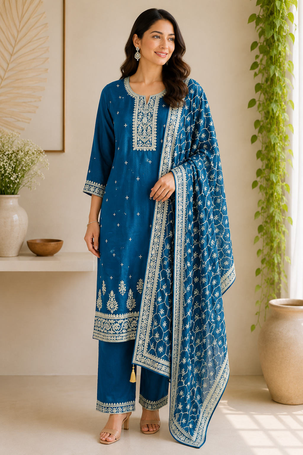 Shubha - Vichitra Chiffon Straight Suit