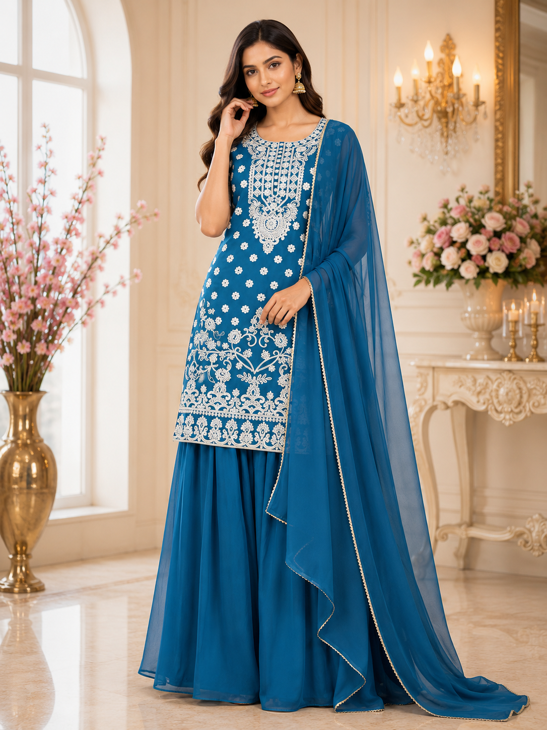 Rubika - Georgette Embroidery Sharara Suit