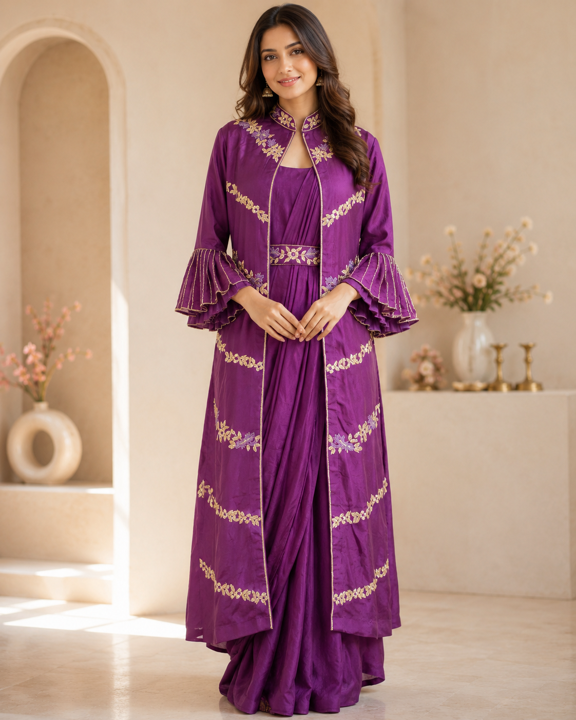 Shyra - Chinnon Embroidered Indo - Western Dress