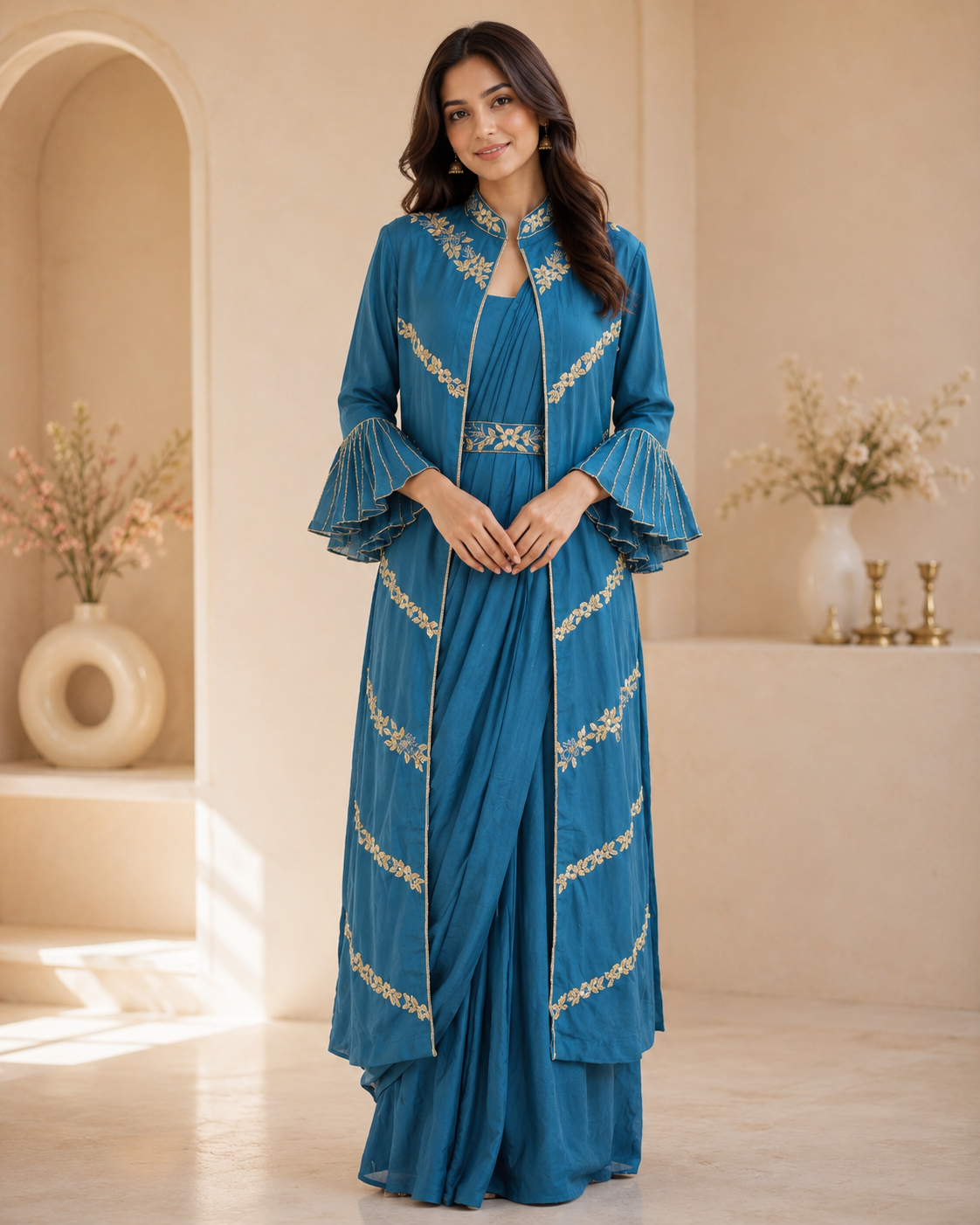 Shyra - Chinnon Embroidered Indo - Western Dress