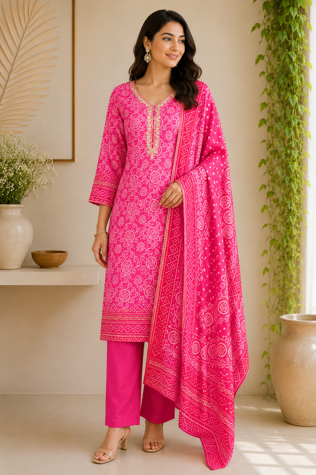 Somya - Silk Bandani Straight Suit