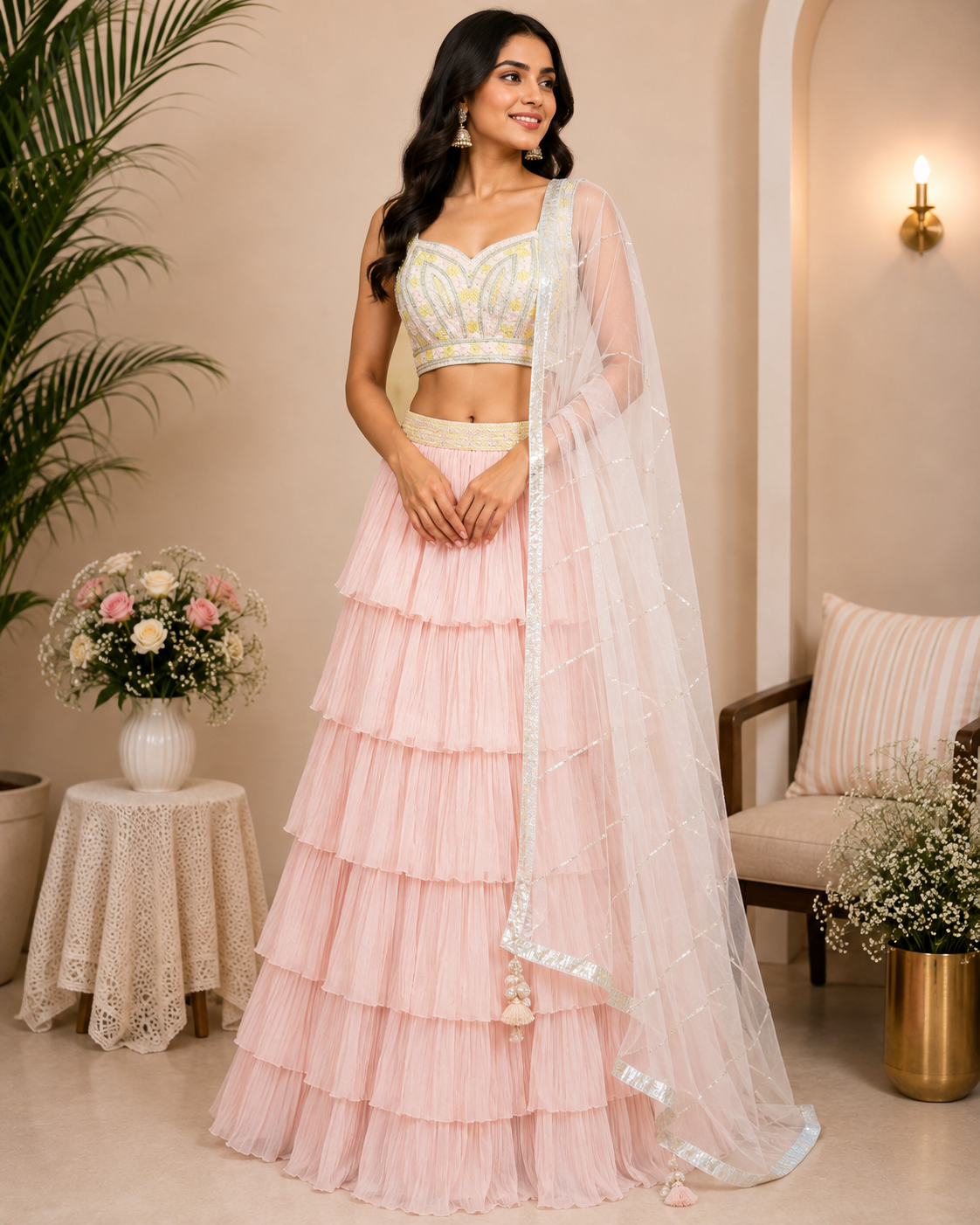 Soni - Georgette netting Embroidery Lehenga