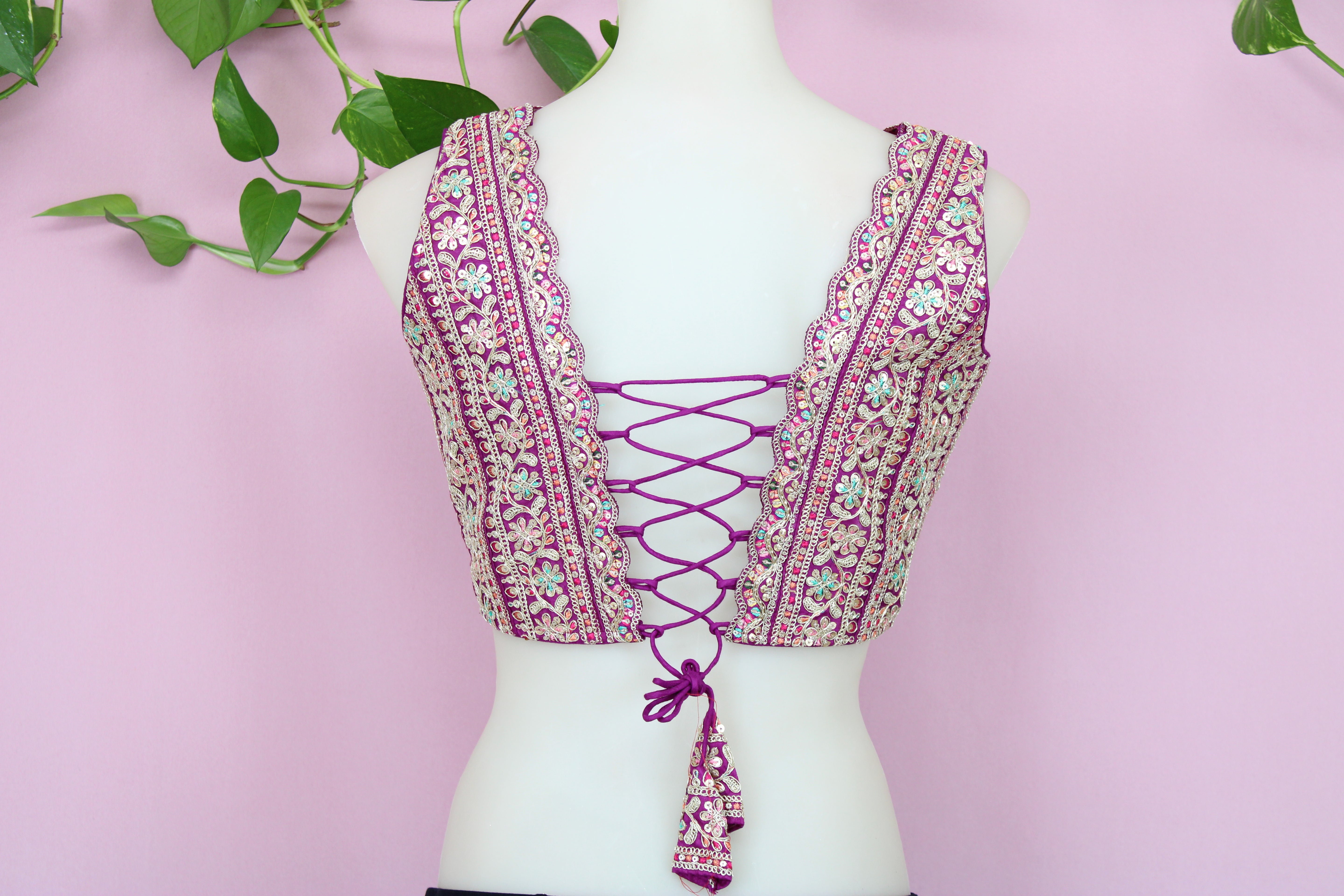 Tasy - Silk Embroidered Designer Sleeveless Princess Cut Blouse
