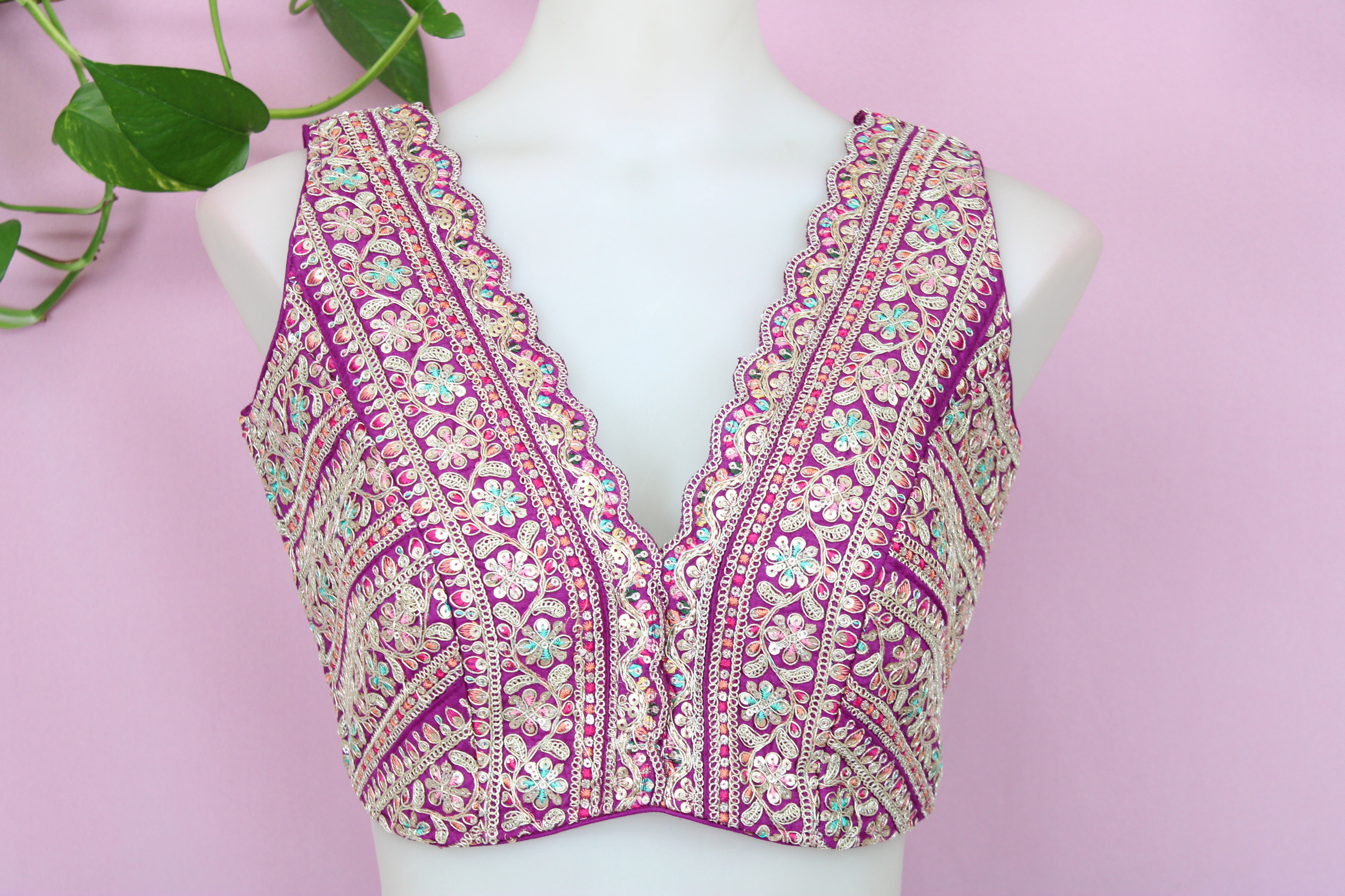 Tasy - Silk Embroidered Designer Sleeveless Princess Cut Blouse