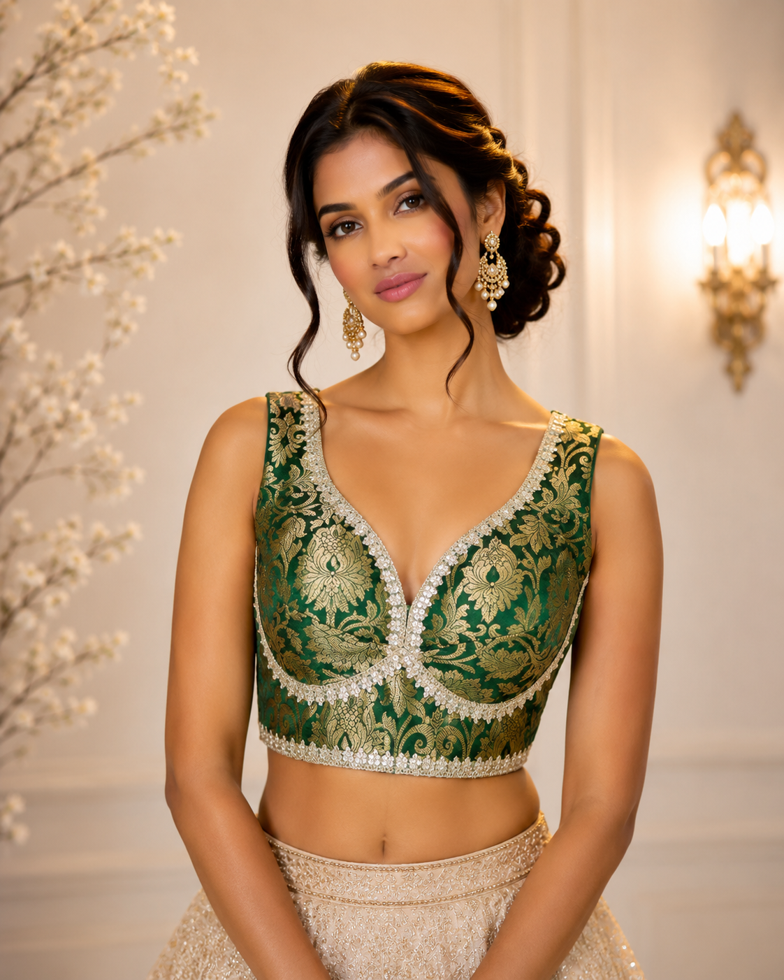 Toshi - Banarasi Silk Brocade Sleeveless Sabyasachi style Blouse